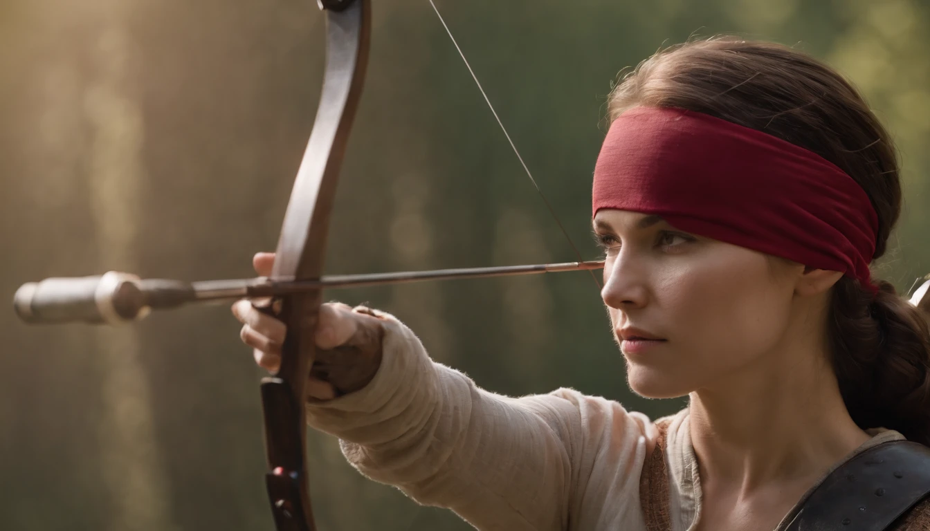 role of third shot, over the shoulder view, The Blindfolded Archer aiming on the target board