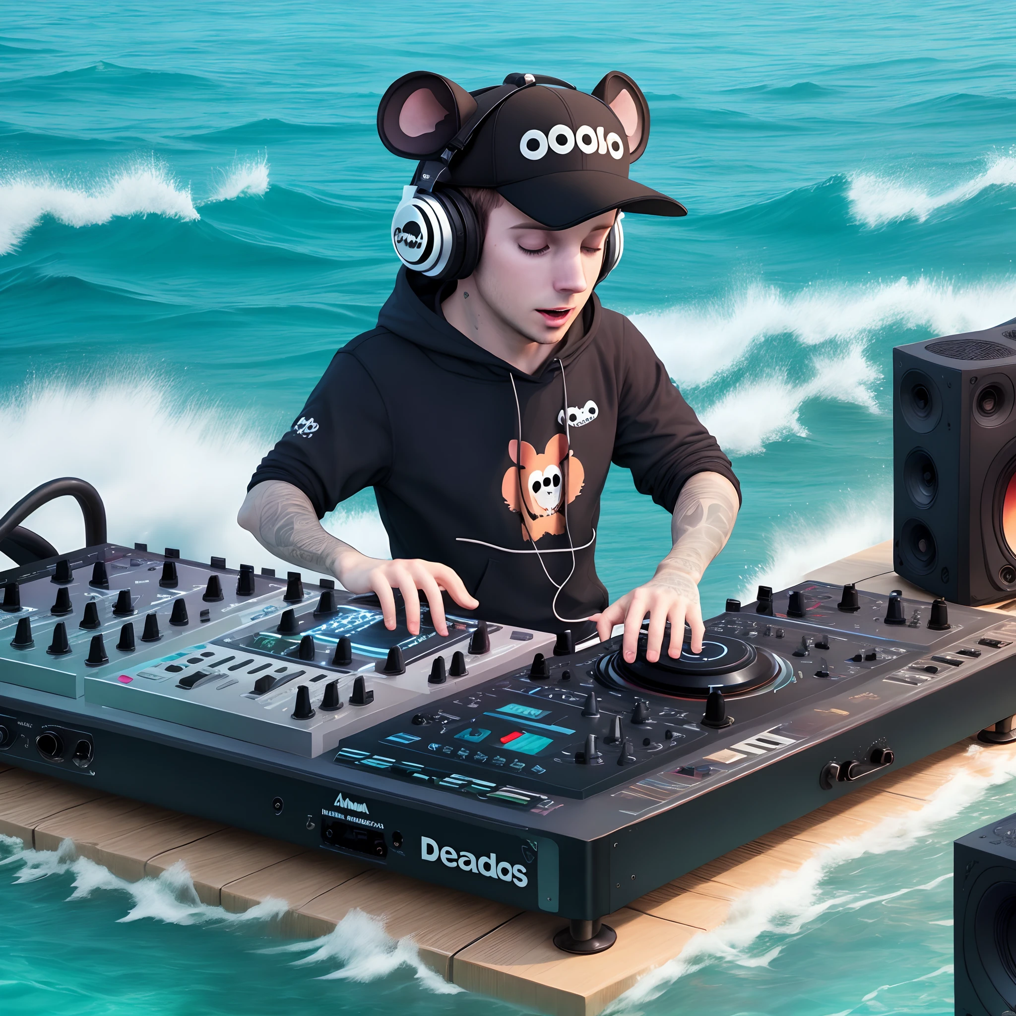 Deadmau5 DJing in the ocean