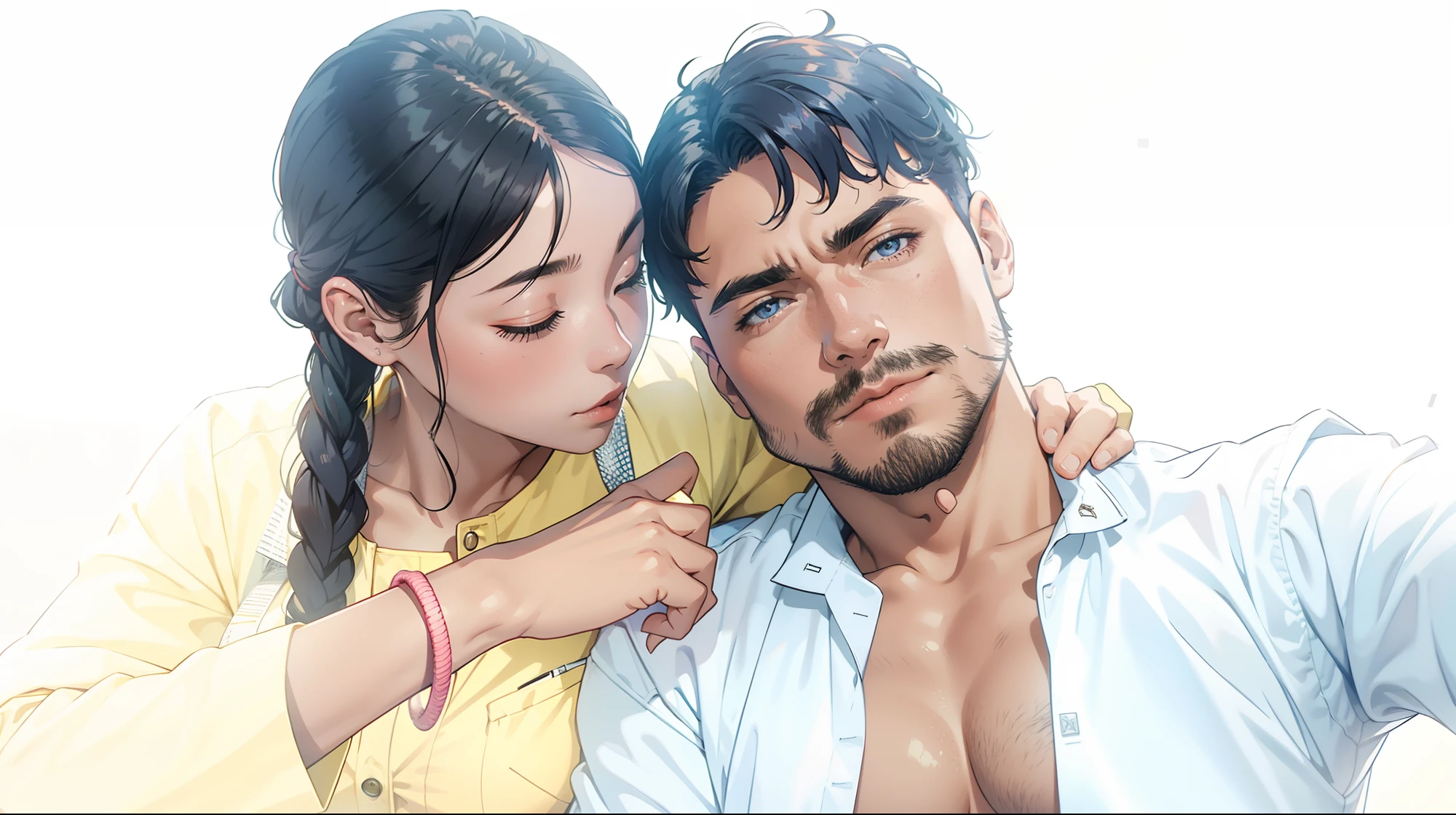 (top-quality、8K)Couple of men and women in work suits