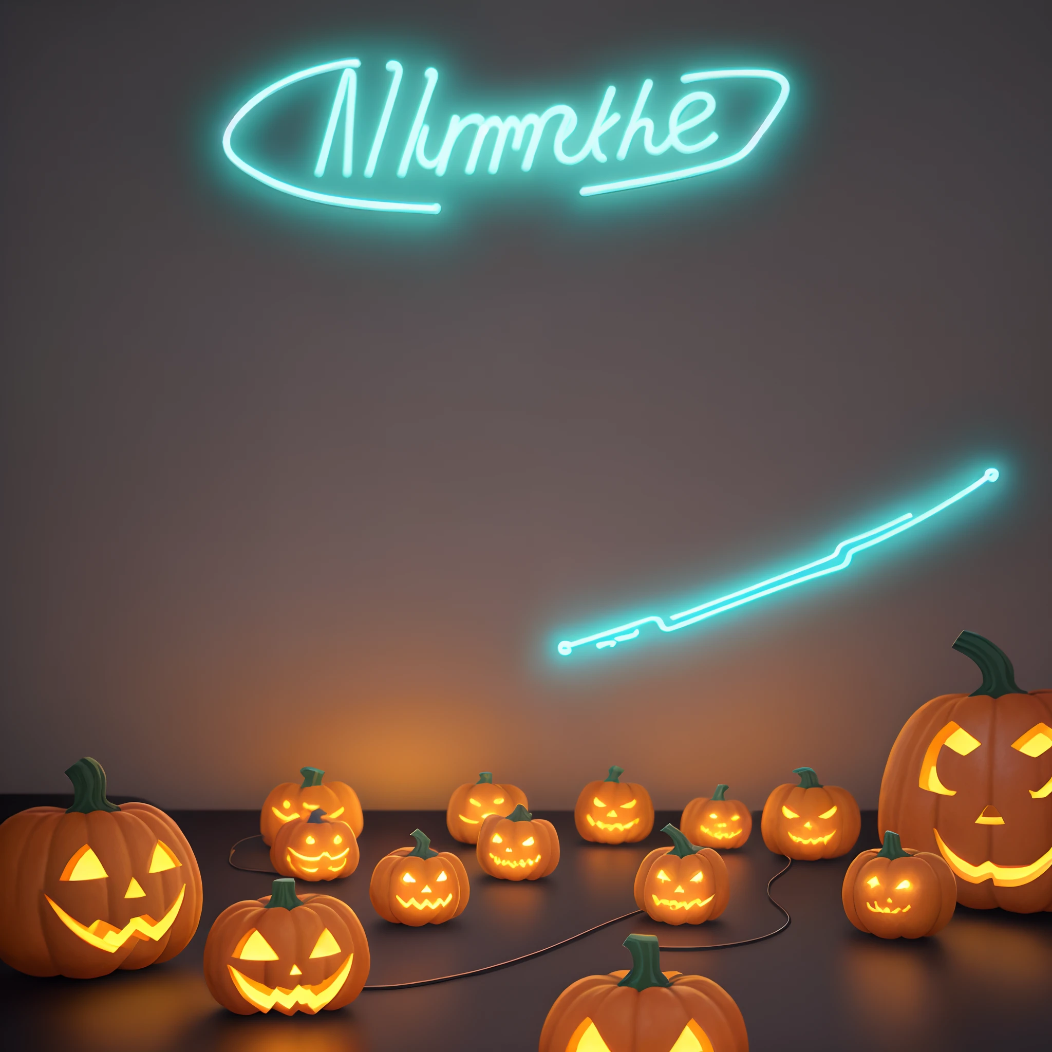 A blue neon pumpkin inside in pixel logo for a team