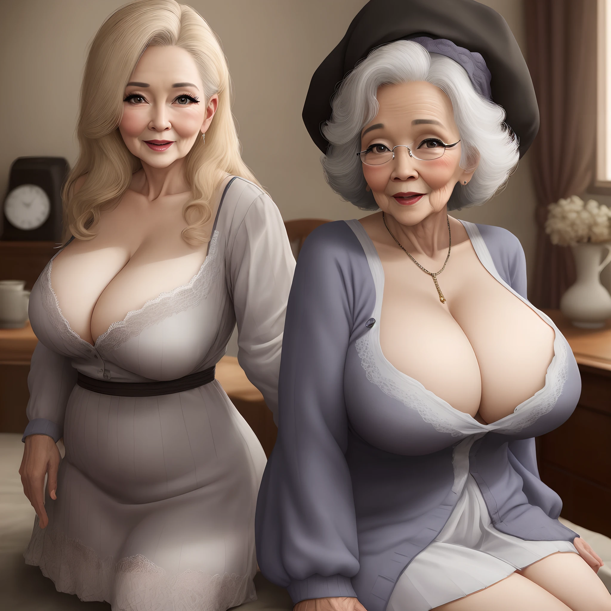 Busty black granny
