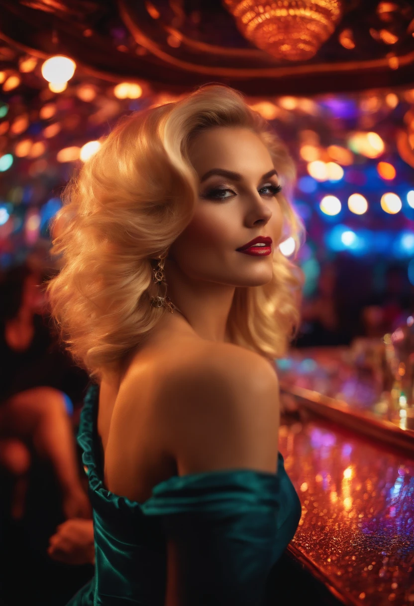 Blonde in disco club