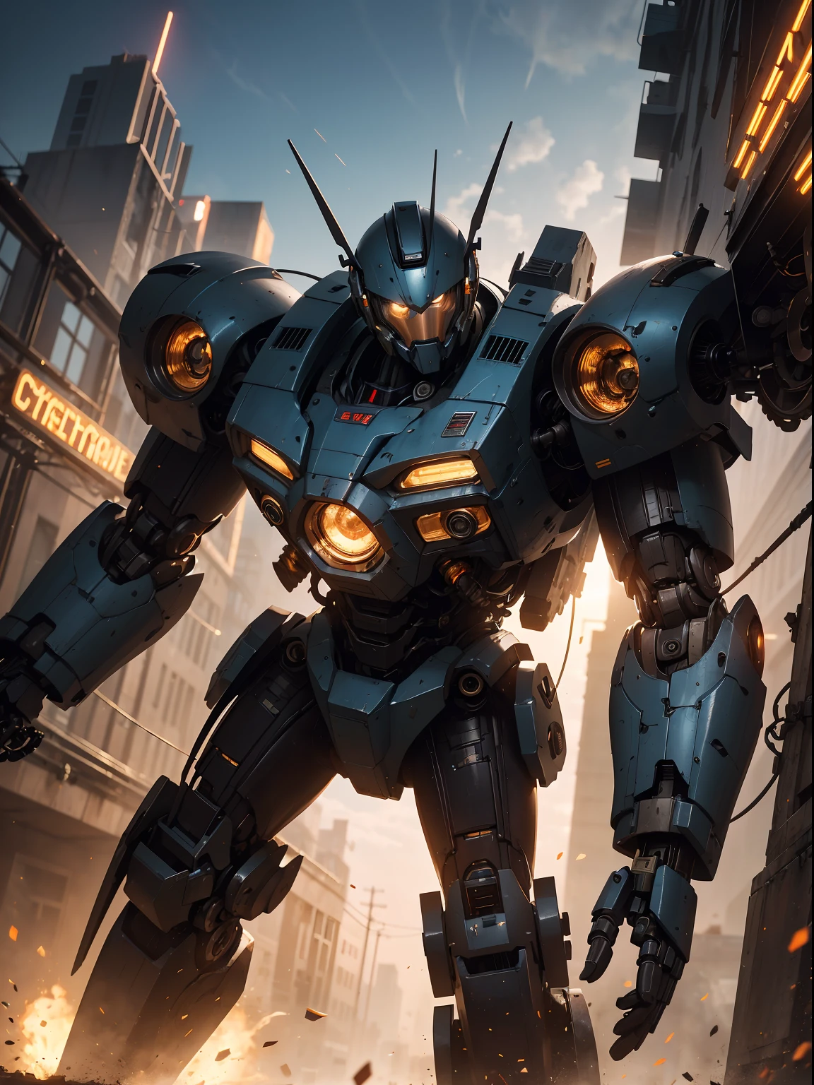 Mechanical steampunk-style mecha, made from mechanical parts, (mecha body), (mecha limbs), ((detailed face)), ((looking at camera)), cowboy shot, cybernetics and servo motors, insane detail, ((dynamic pose)), cinematic lighting, steampunk background.