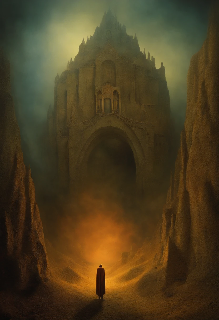 a museum in a perfect storm, striking colorful composition, disturbance into the matrix, high contrast, a hallucinating visual illusion, SILHOUETTES DANCING, old masters fine art look, Zdzislaw Beksinski collaboration with reinterpreted by Remedios Varo, chiaroscuro, homelike visionary dream brimming with viscose and dry, 8k