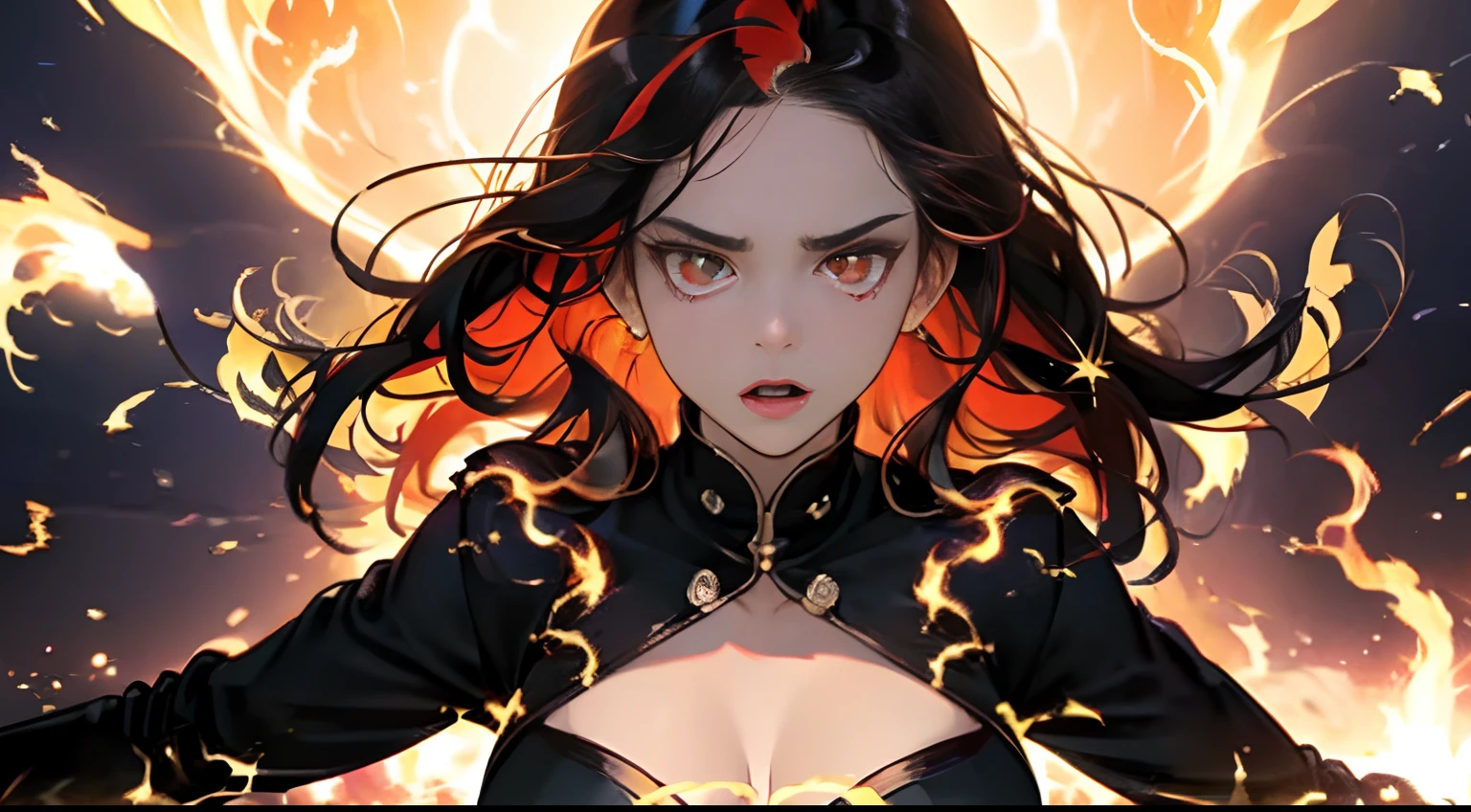film photography, 1girl , sexy , (((whole body ))) , dynamic pose
Character: fiery summer phoenix
Style: smoldering elegance
Extraordinary Feature: embodies the power and allure of fire
Action: Rising from flames, feathers aglow with fiery intensity
Hair: Cascading hair that shimmers like flickering flames
Hair Color: Fiery red and orange with golden highlights
Eyes: Ember-like gold with an intoxicating intensity
Clothing: form-fitting outfit that accentuates her figure, flame-like patterns
Background: smoldering ruins with flickering flames and embers, medium breast, full body, (realistic detailed eyes, natural skin texture, realistic face details), finely detailed, hyperrealistic