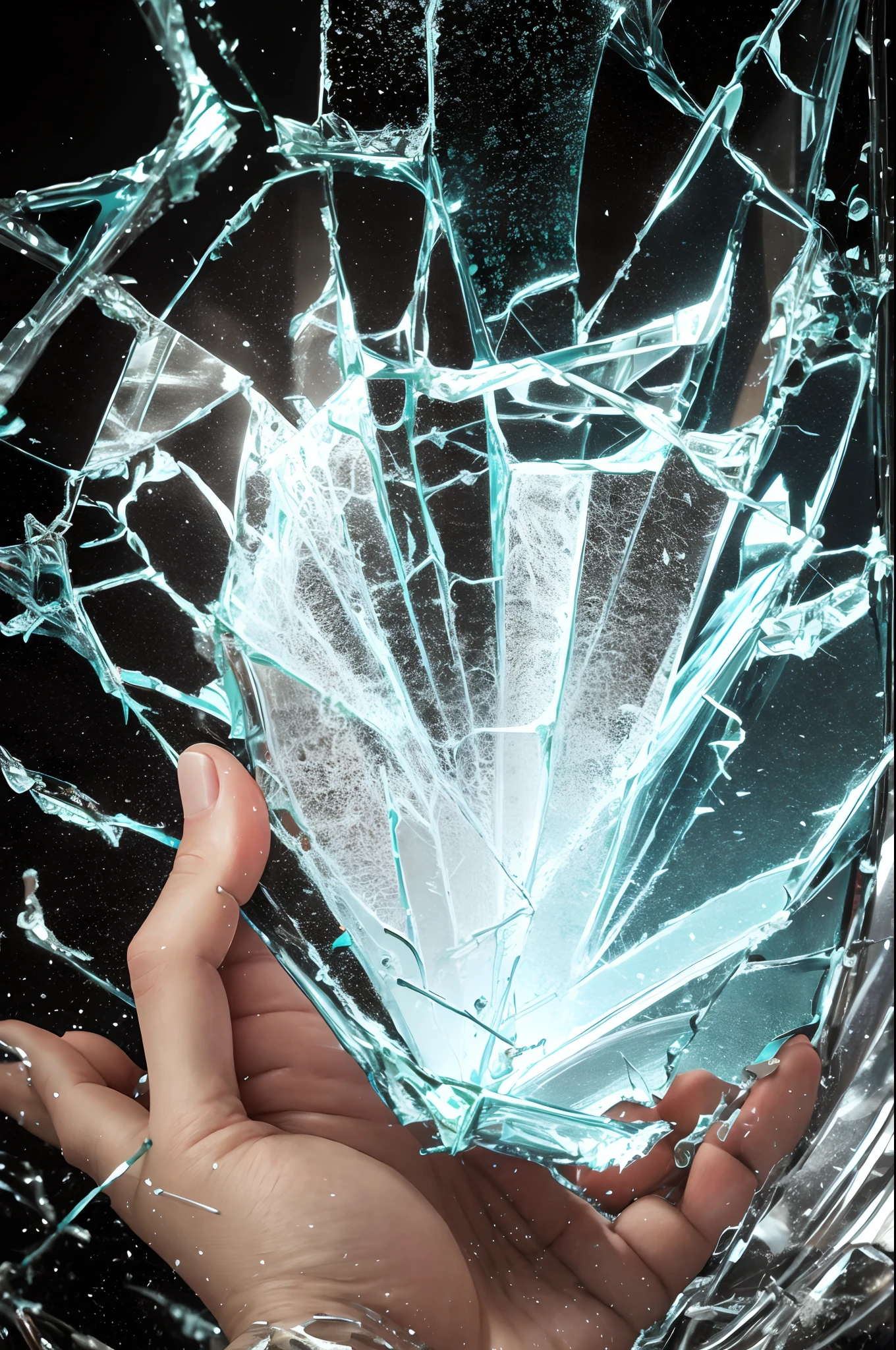 Broken glass, shattered glass, glass broken into pieces