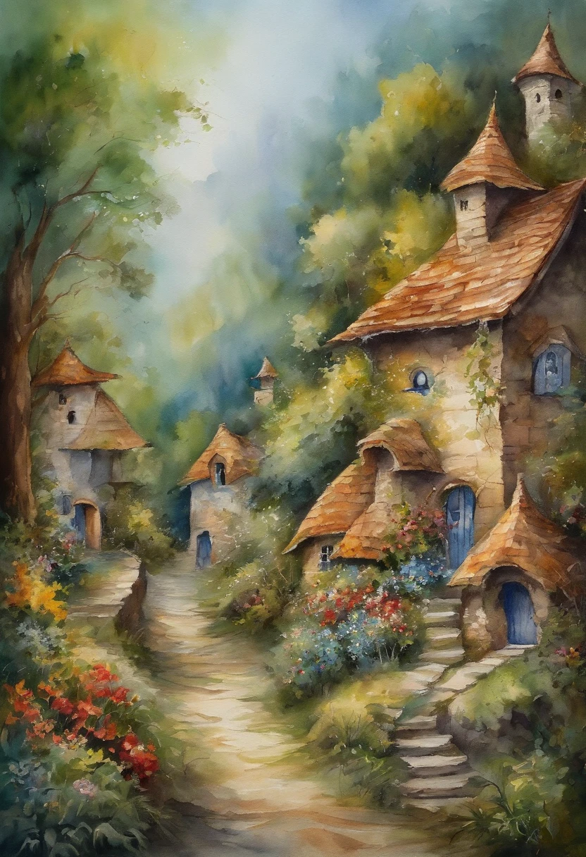 Best Quality, masutepiece, 超A high resolution, (photos realistic:1.4), surrealism, dream-like,fusionart,street in a fantsy fairy land