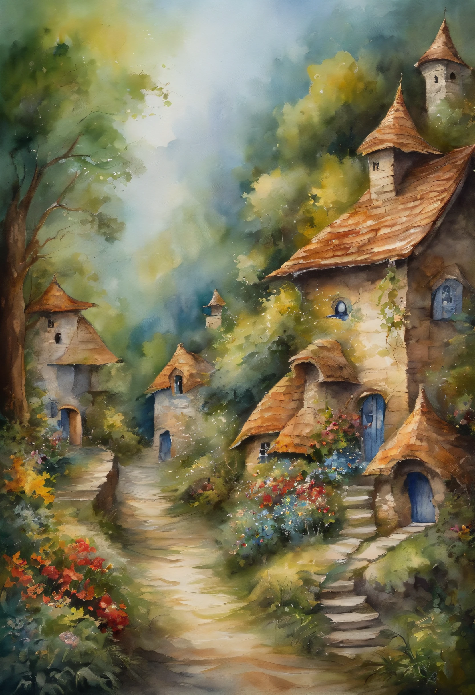 Best Quality, masutepiece, 超A high resolution, (photos realistic:1.4), surrealism, dream-like,fusionart,street in a fantsy fairy land