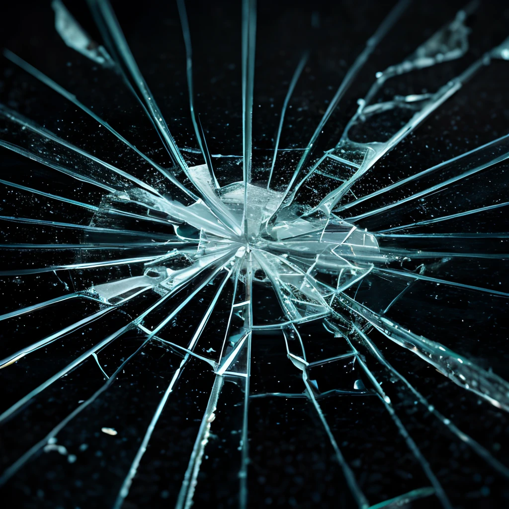 Broken glass, shattered glass, glass broken into pieces
