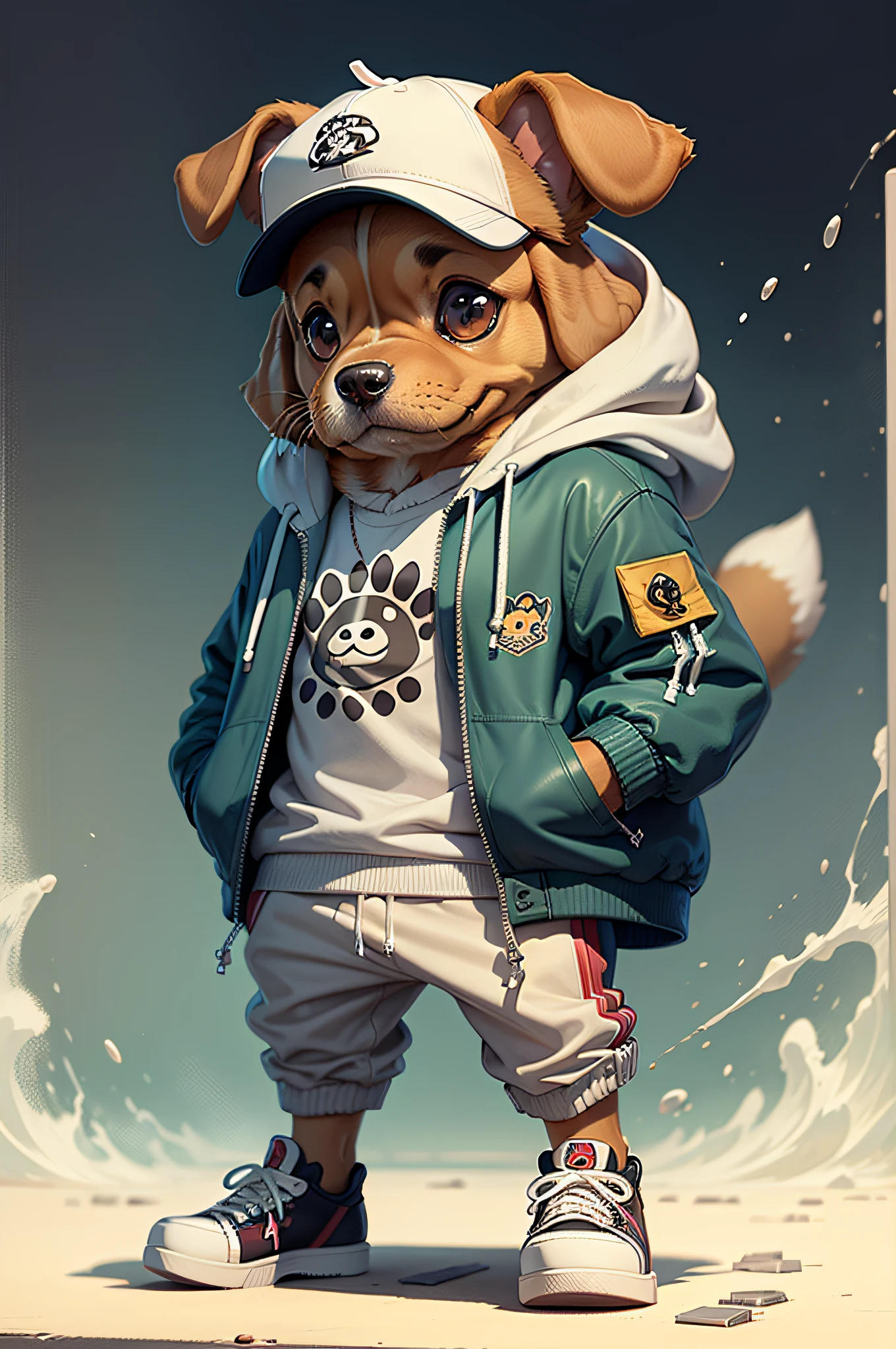 C4tt4stic, Cartoon dog breed dachshund with jacket and skateboard
