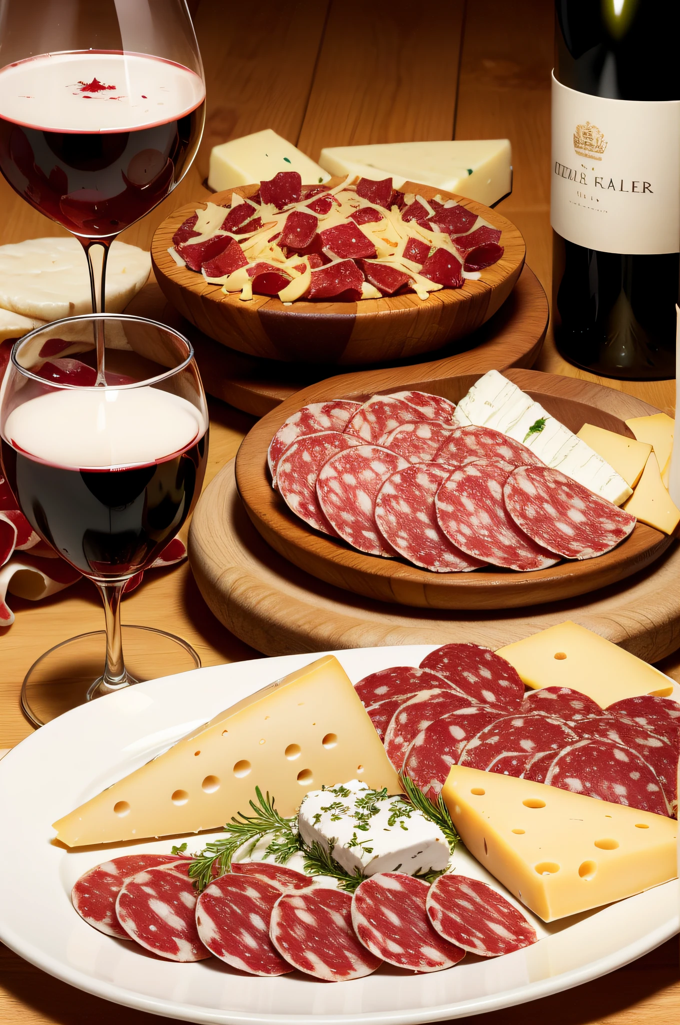 (Appetizers),
(cheese),
(salami),
(wine),
looks delicious,