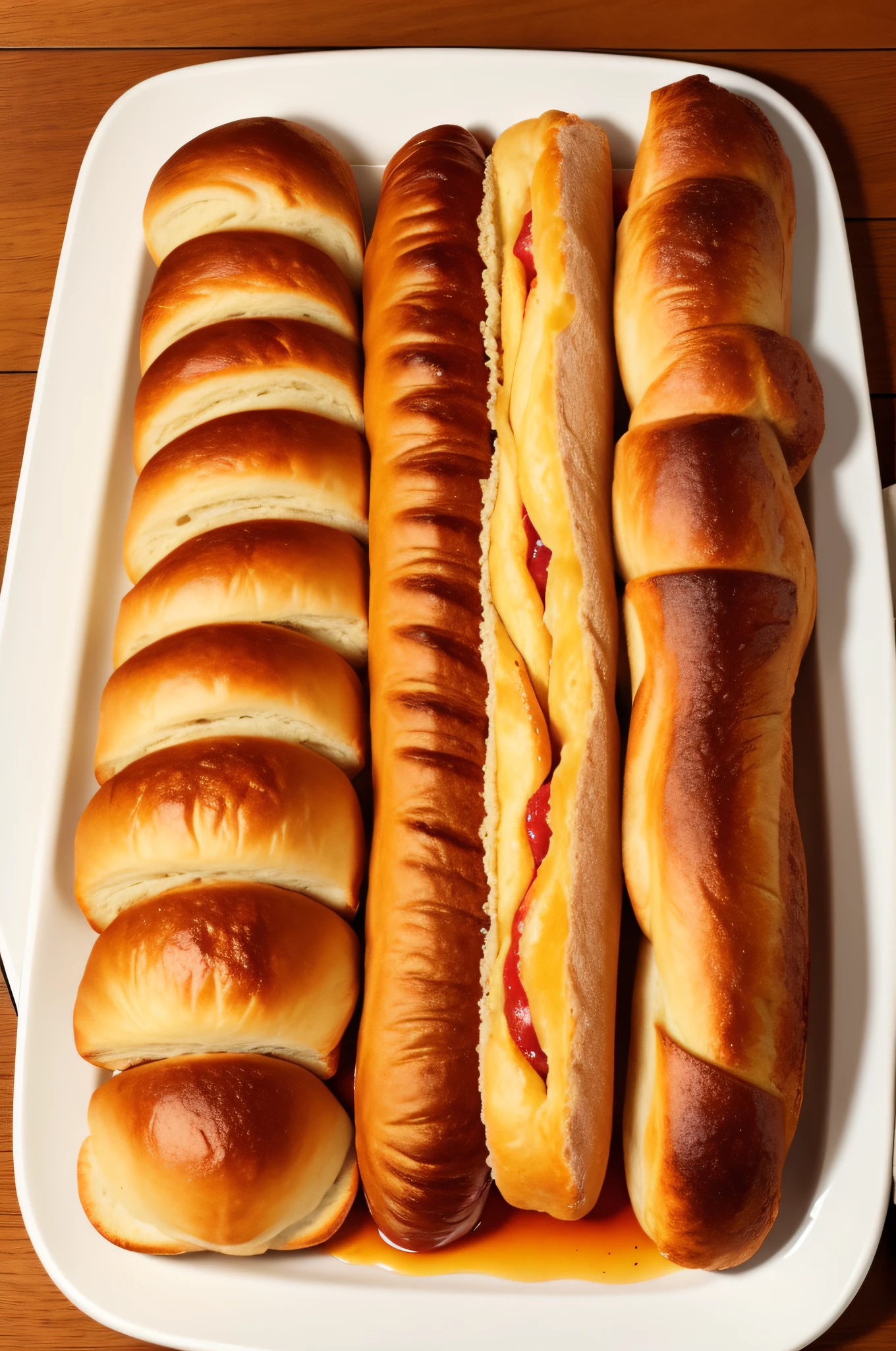 (Assorted wiener),
Wiener sausage,
roll bread,
looks delicious,