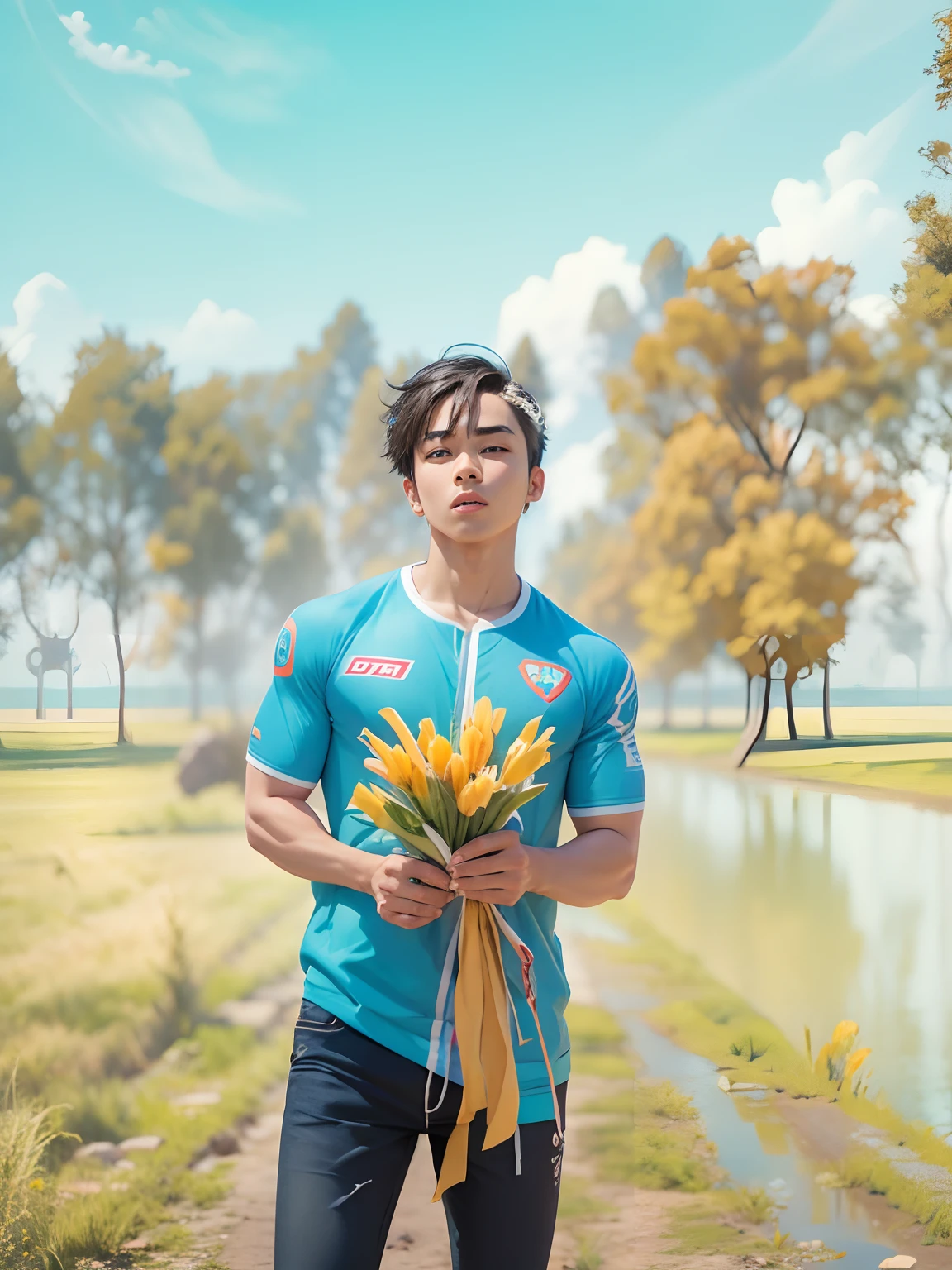 Smart boy real face graphics Ultra strong body