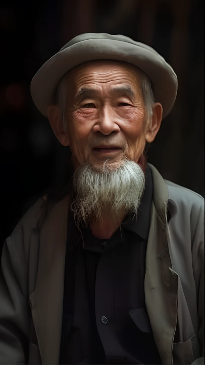 The bearded and hat-wearing Arafeld man sat in the doorway, An old man, old man portrait, Wise old man, old man, portrait photo of an old man, a old man, author：Zhang Xuan, chinese artist, author：Cheng Zhengkui, Portrait of an old man, author：Liang Kai, author：Li Gonglin