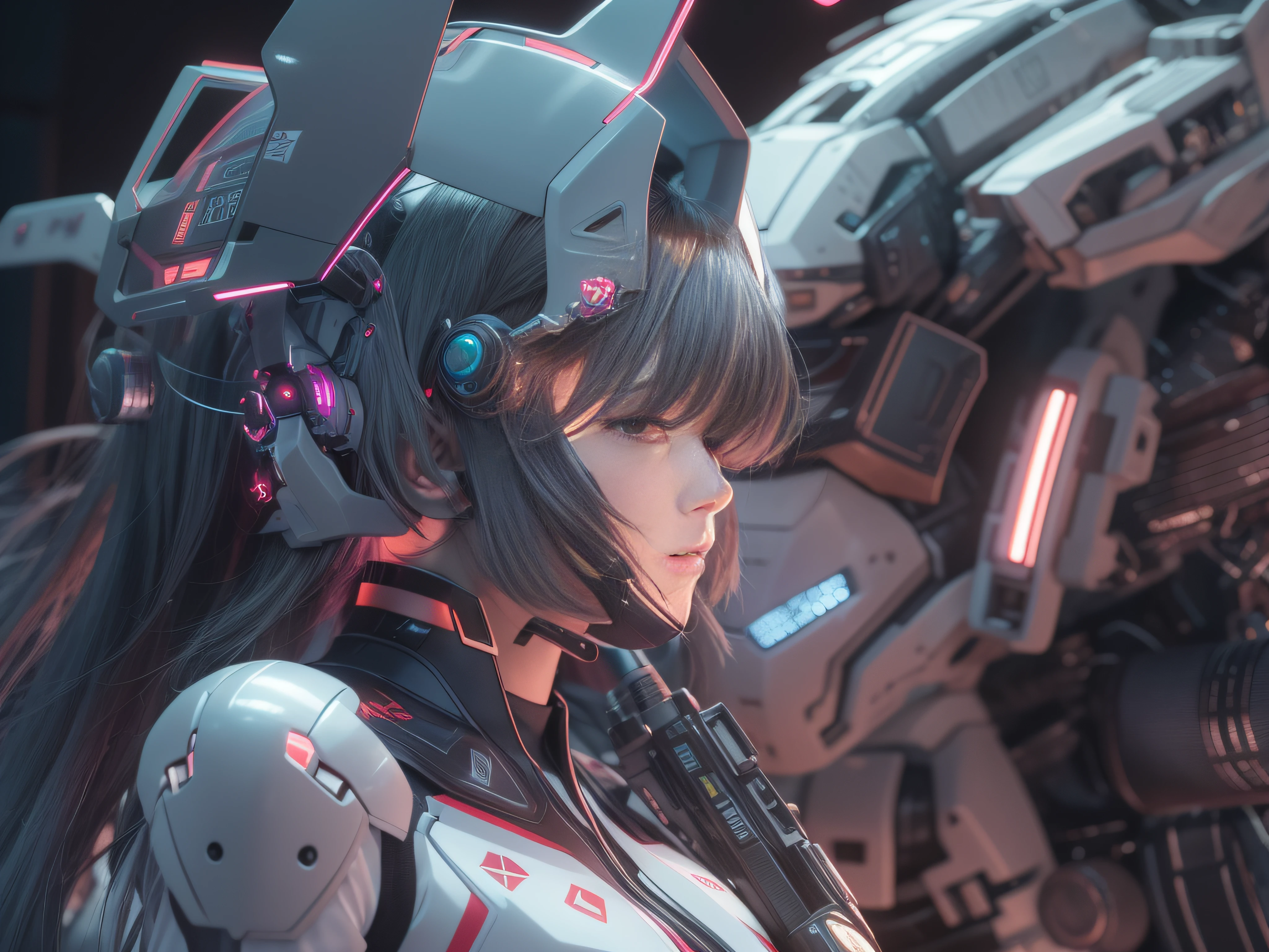 Woman in futuristic suit on background with gun and spaceship, akihiko yoshida. Unreal Engine, mechanized valkyrie girl, Girl in Mecha Cyber Armor, 2. 5 d cgi anime fantasy artwork, cg artist, wlop and krenz cushart, Ayaka Genshin Impact, 3 d render character art 8 k