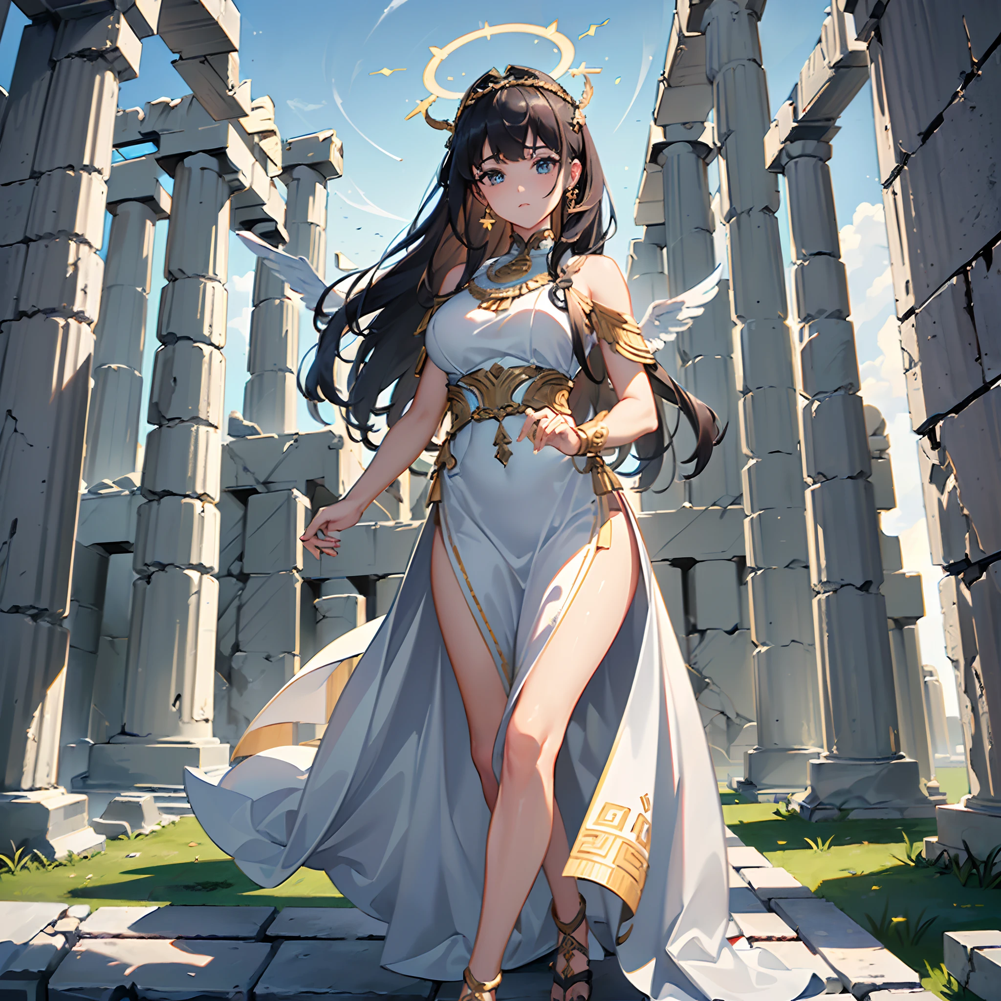 Anime girl in a long dress with a sword and a sword - SeaArt AI