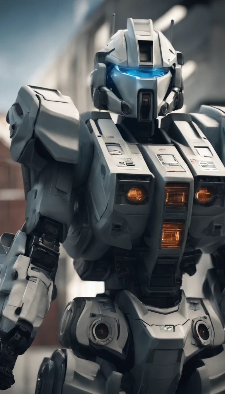 simplebackground,ultra foto realsisim,hiperdetalle,Machine Girl,Gundam-inspired mechanical body,hexoesqueleto, Mechanical joints, colores de armadura azul y blanco intensos ,sci-fy,cuerpo completo como,VFX surrealista altamente detallado,mancha,vista lejana,Superfina,Ultra - detallado,alta calidad,8k ,OC renderizado,Dynamic viewing angle , cara de la chica visible
