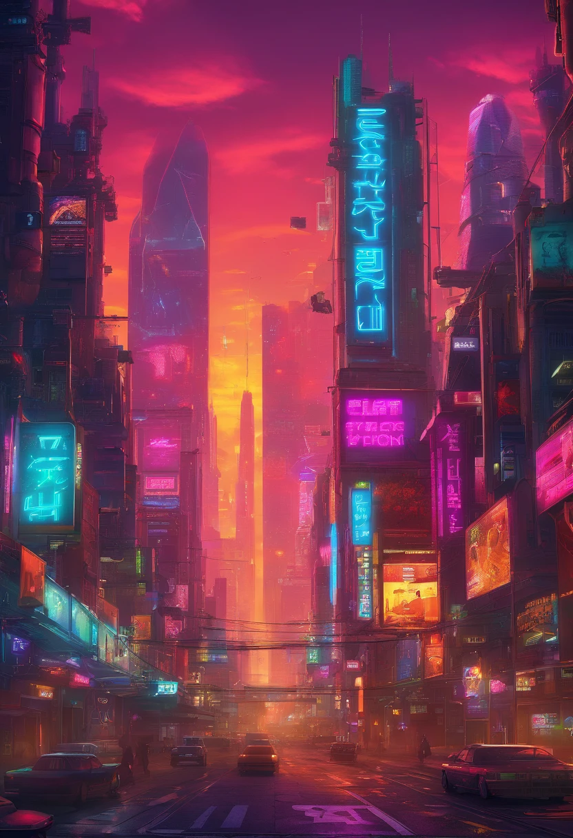 Fictional world, map, cyberpunked, City of neon colors, ((Hi-Res)), ((masuter piece)), ((Best Quality)), (Very detailed)), Large file size, fulcolor