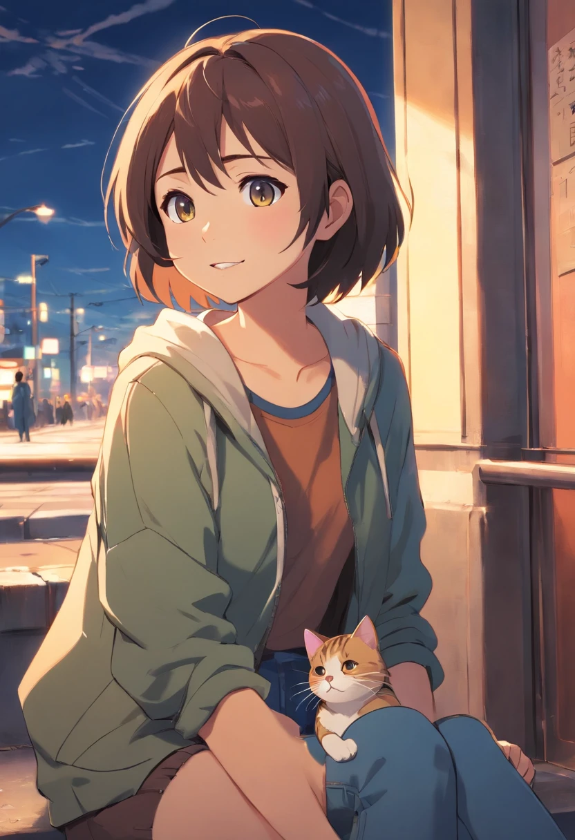 The appearance of a cat missing、Fangs visible、Feeling lazy、Charming、Tabby