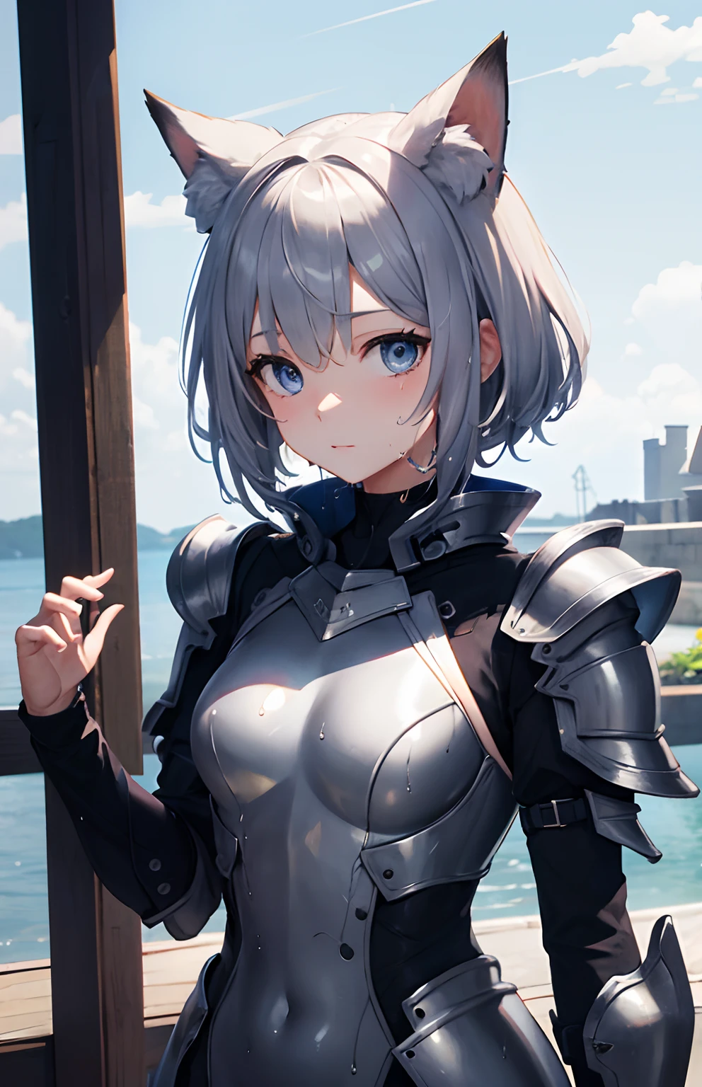 (masterpiece:1.2), (highest quality:1.2), perfect eyes, perfect face, perfect lighting, middle ages, prison, 1 boy,blonde aqua eye, ((((((hair over one eye)))))), Braid Styles, spiked hair, blunt bangs, bob hair, a braid, Ahoge, ((((white bikini armor)))), cute eyes, medium breast, glaring, open mouth, ((from above)), ((front)), arms behind back, Vivid depiction, ((spread legs)), orgasm, scared, , ((abs)) ahegao, smile+happy, fang, spoken heart, (((cum on body))), (((white skin)))