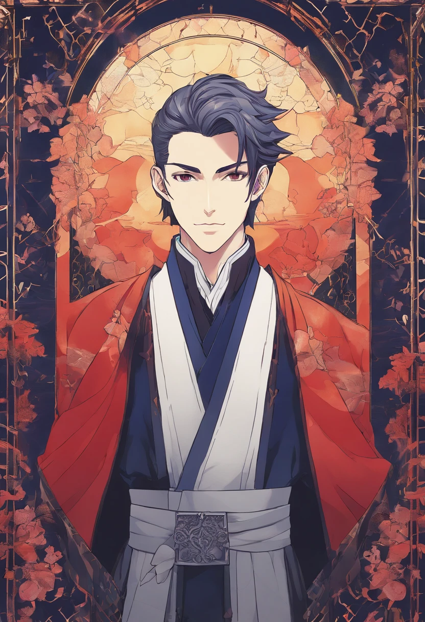 High quality, 8k Resoution, ultra detailed, handsome face, 1boy, male focus, soft smile, looking at viewer, portrait, illustration of human version of Strahd from Curse of Strahd, Strahd Von Zarovich