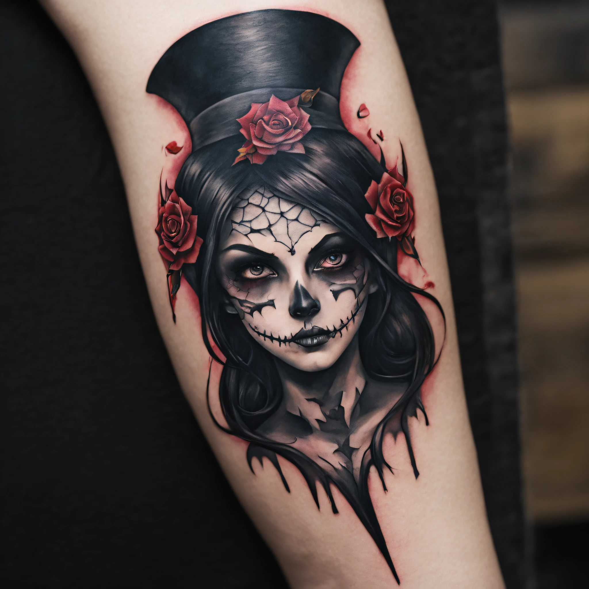 This visible tattoo can be interpreted in many ways. It can symbolize unexpected situations in life or two opposing aspects of our personality - sweet and malicious at the same time. Regardless of the interpretation, such a tattoo will definitely attract attention and will be an expression of your interest in Halloween and creativity in the field of body art.