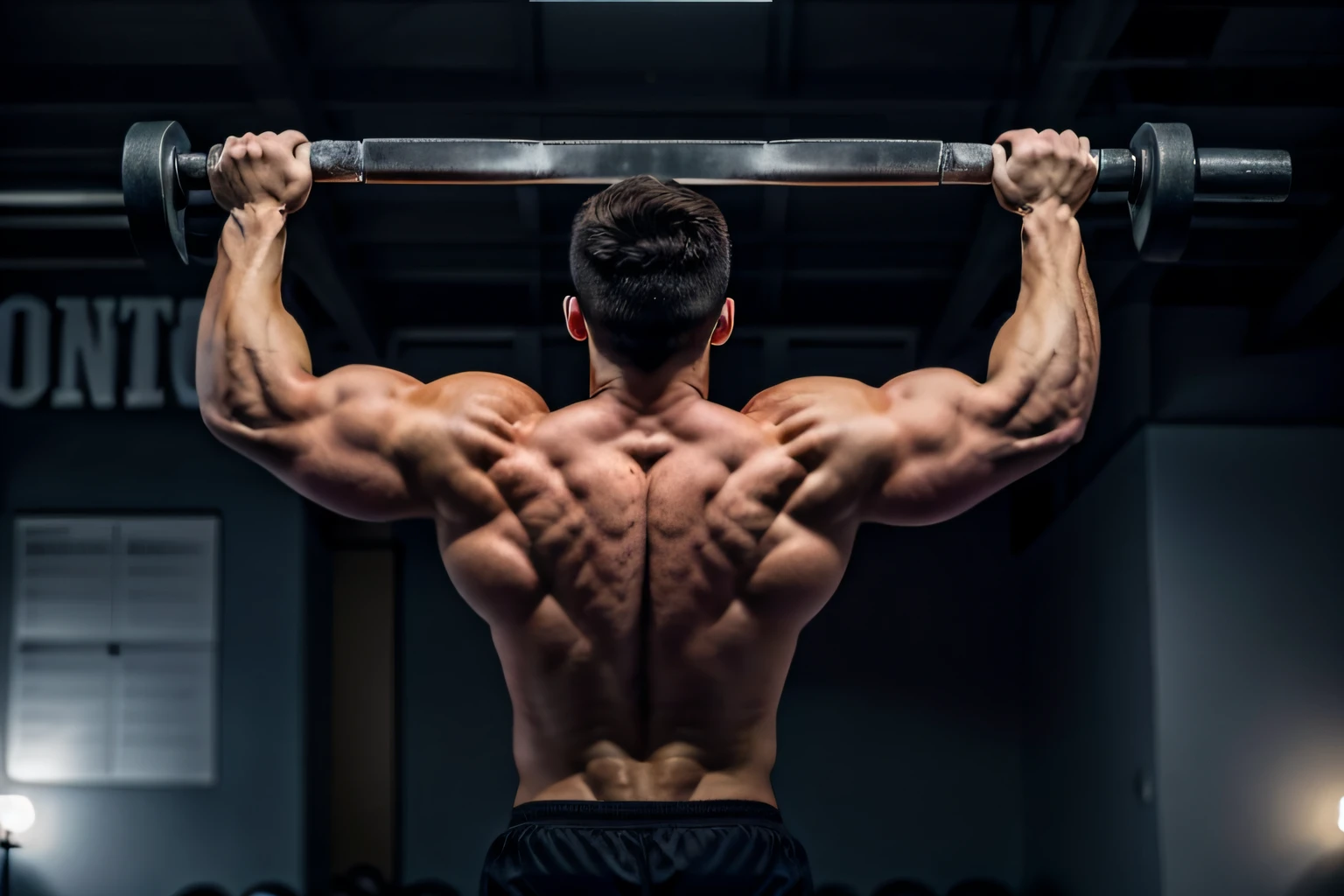 chiseled man with muscular back and no shirt, corpo de luz de fundo, muscular male body from back arms raised,  back-illuminated, red light