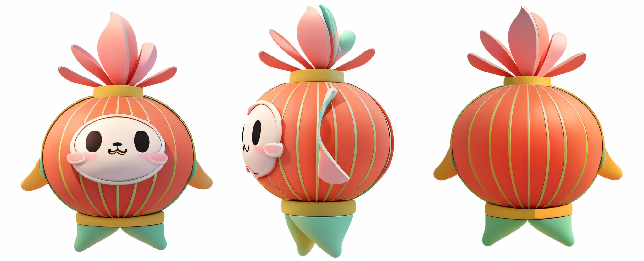 Clay material Pastel color IP image Three views cute, stylized as a 3d render, Stylized 3 D, , 3 d render stylized, stylized pbr, stylized 3d render, toon render keyshot, 3D rendering official art without color blocks color uniform vector graphics