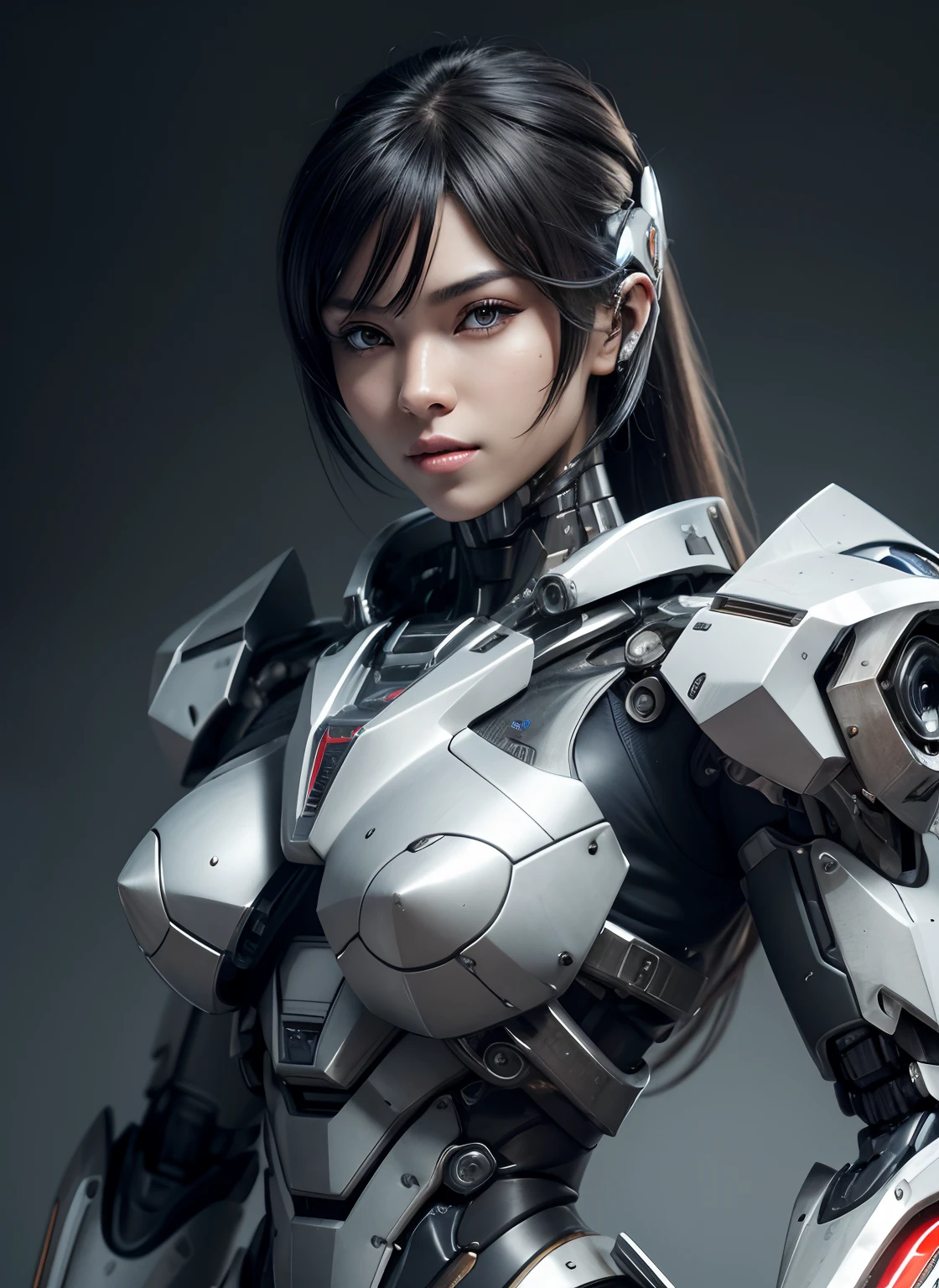 Textured skin, Super Detail, high details, High quality, Best Quality, hight resolution, 1080p, hard disk, Beautiful,(cyborgs),beautiful cyborg woman,Mecha Cyborg Girl,Battle Mode,Girl with a Mecha Body,She wears a battle cyborg mech with a weapon