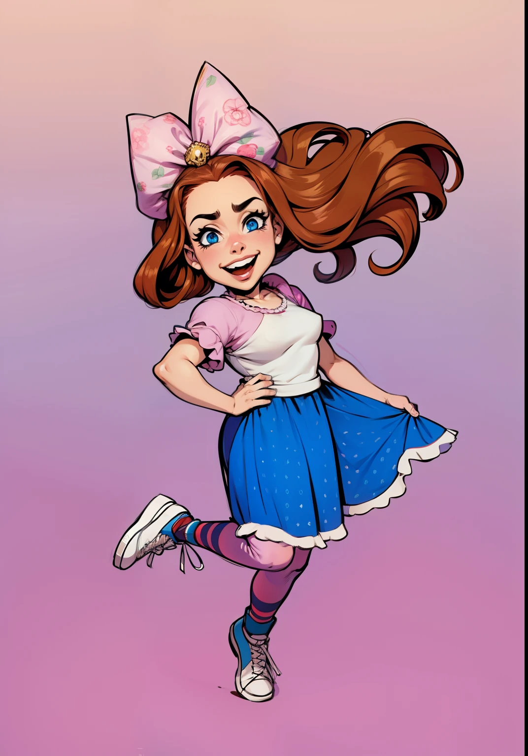 Caricatura, mulher no estilo dos desenhos animados.