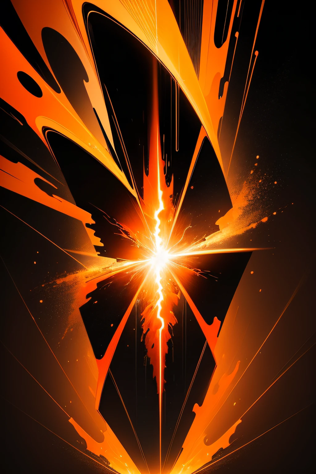 an orange lightning on a black background,(best quality, highres, ultra-detailed), intense contrast, vibrant colors, dramatic lighting, abstract art, long exposure, electrifying energy, powerful and dynamic, minimalistic style