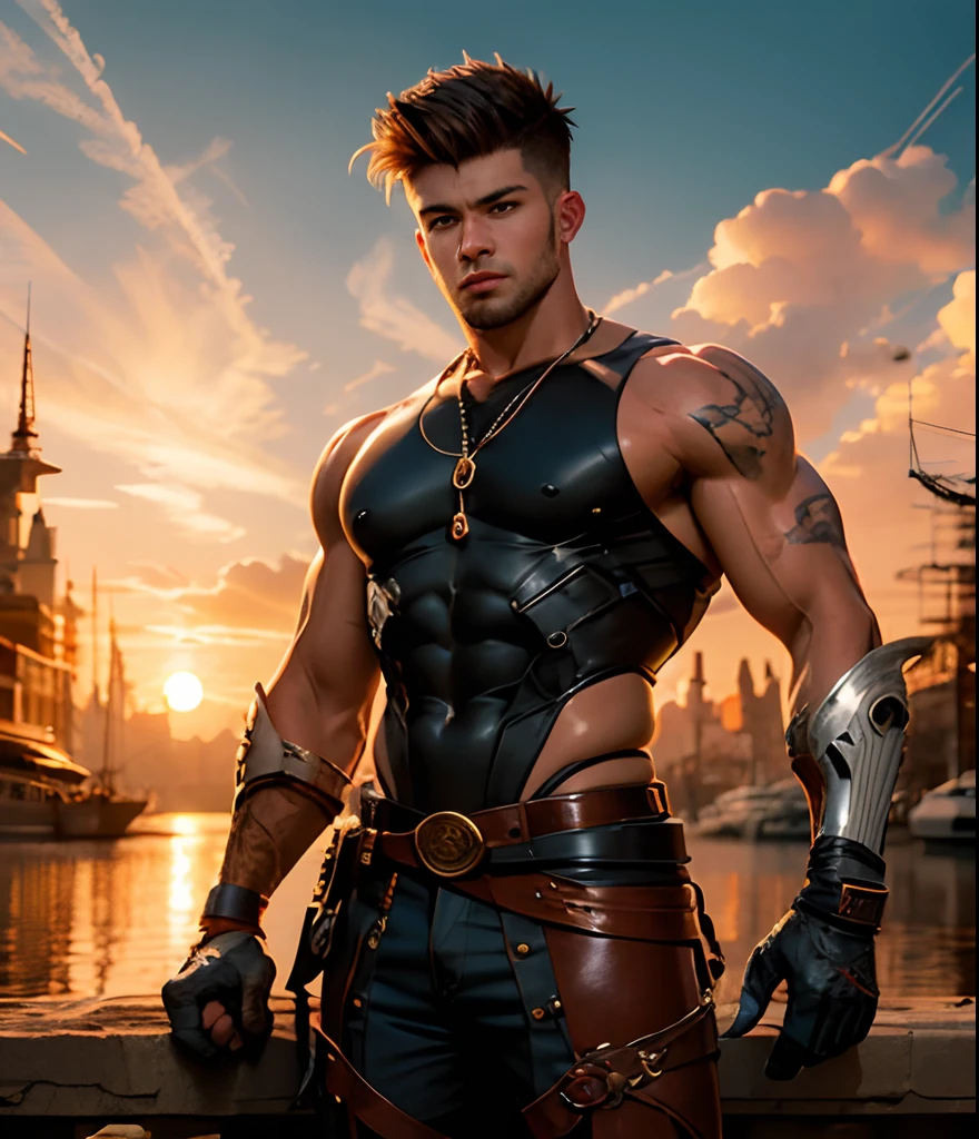 A Handsome Boy, Sunset, Fantasy, hair cut, stylish, muscular, good looking