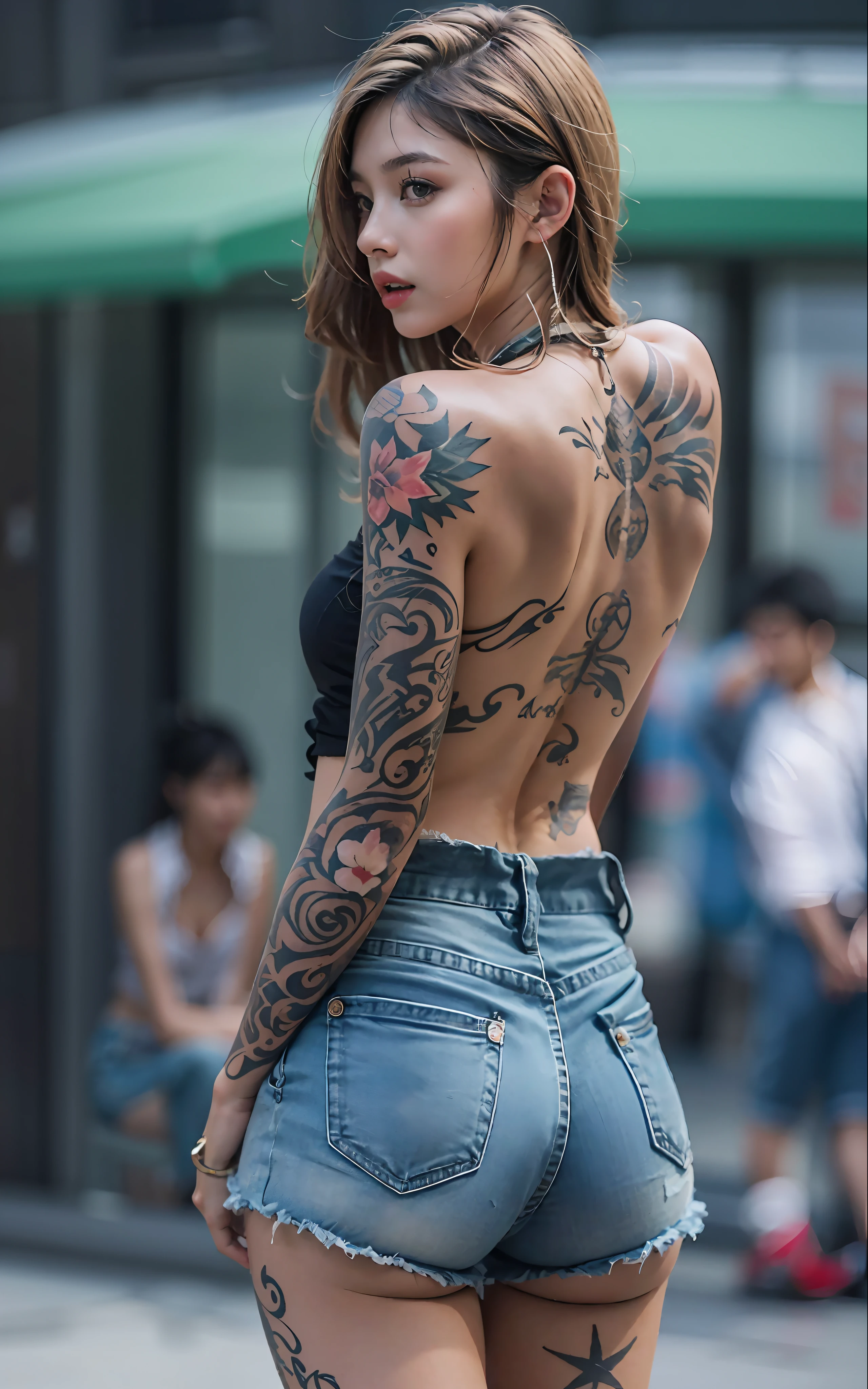 Woman with full body tattoo、An ultra-high picture quality