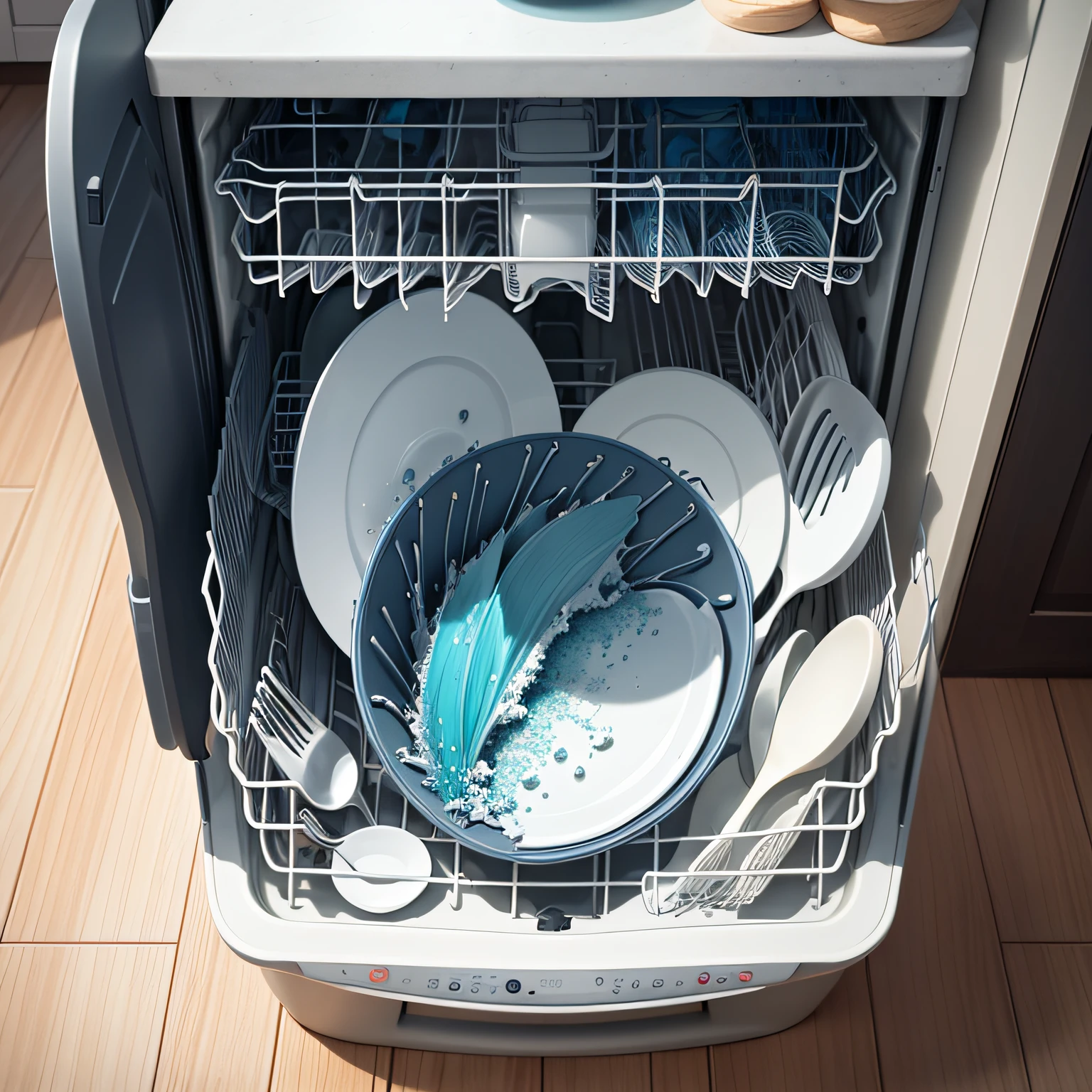 dishwasher self-cleaning filter with Ocean-Inspired Design