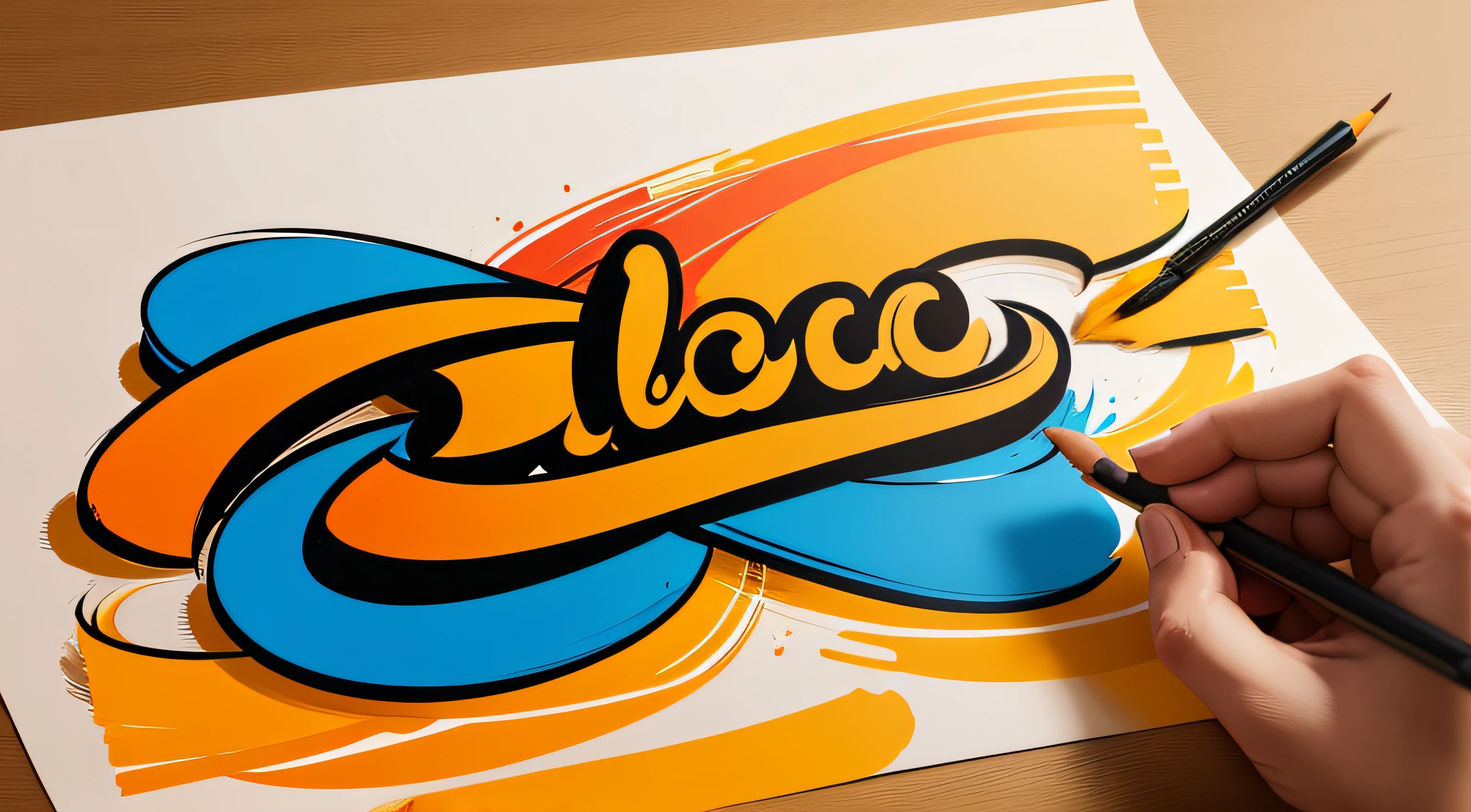 Vector illustration: Hand drawn calligraphic brush stroke colorful paint lettering of Happy Diwali