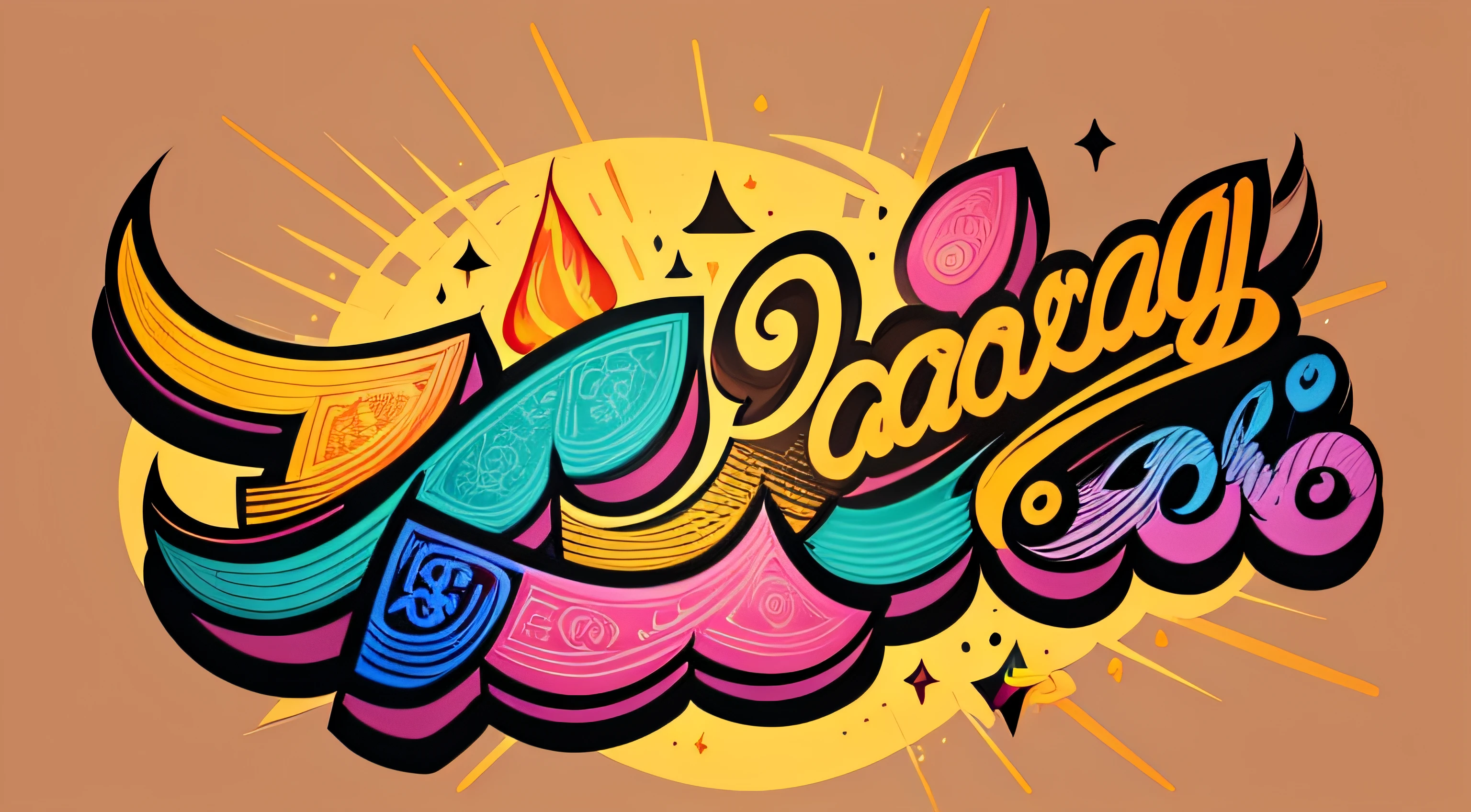 Vector illustration: Hand drawn calligraphic brush stroke colorful paint lettering of Happy Diwali