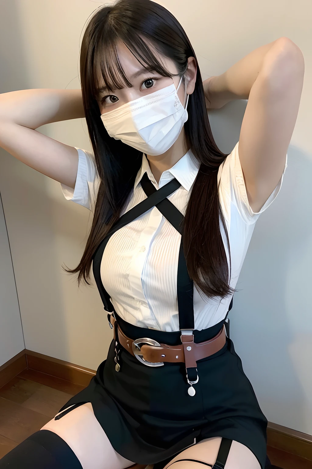 masterpiece、top-quality、The ultra -The high-definition、、colourfull、flat-colors、depth of fields、lens flare 1 girl、、A dark-haired、watching at viewers holster bobby Cutter shirt a belt suspenders working adults materia OL glares large full breasts glares huge-breasted a miniskirt garterbelts knee high Stockings Black Niso Face sitting
Waiting to start Armpit sweat perspiring Sides of both hands masks
