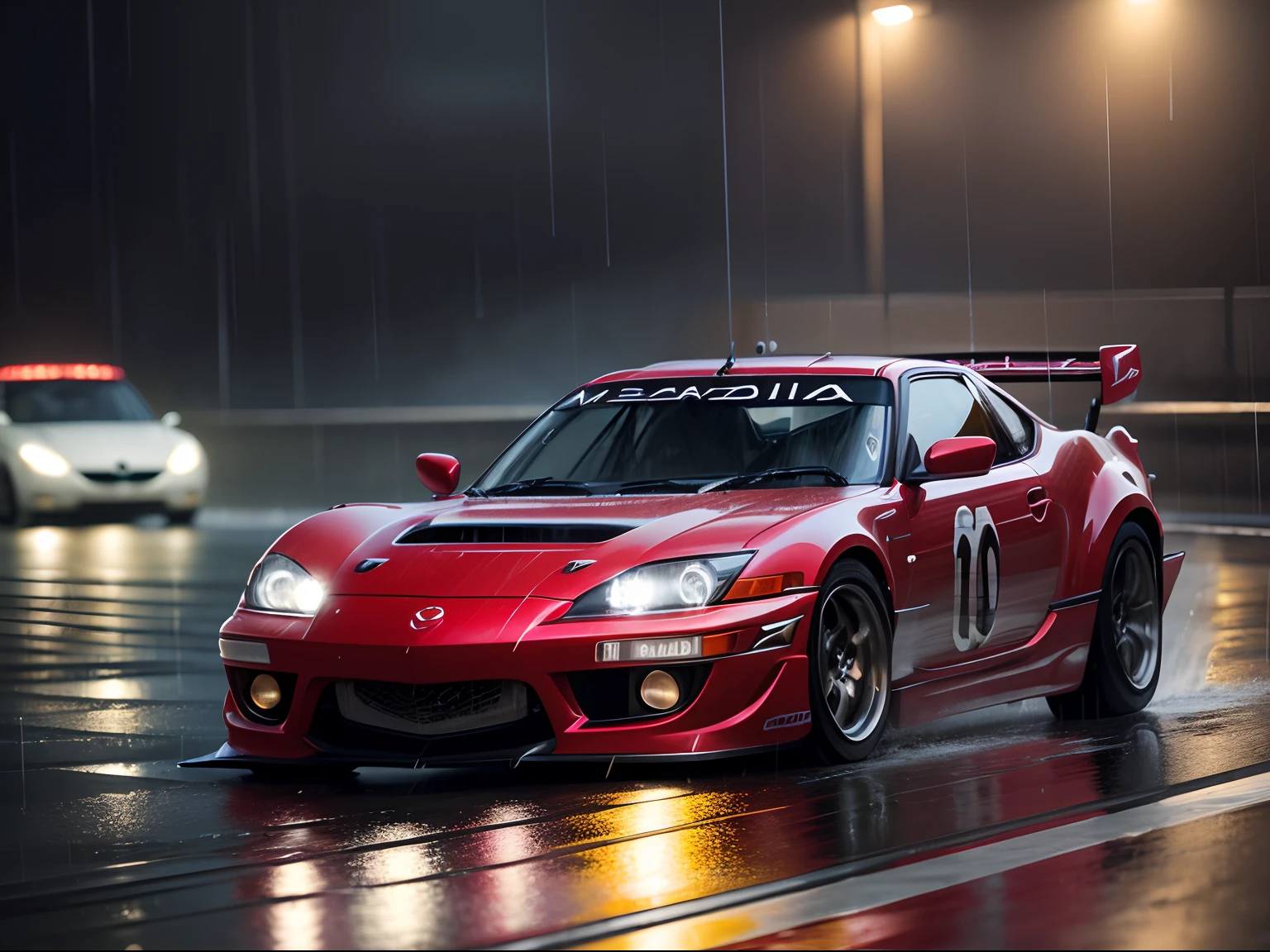 Mazda Capella JTCC Monaco GP　((In the rain of reality、A car running with its headlights on))