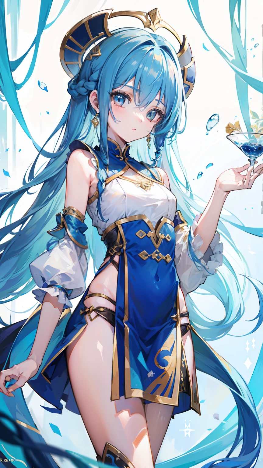 Long blue hair,Scorpion-tailed braids,Put on the clothes of the little dance of Douluo Continent,is a beautiful and sweet girl Koser
