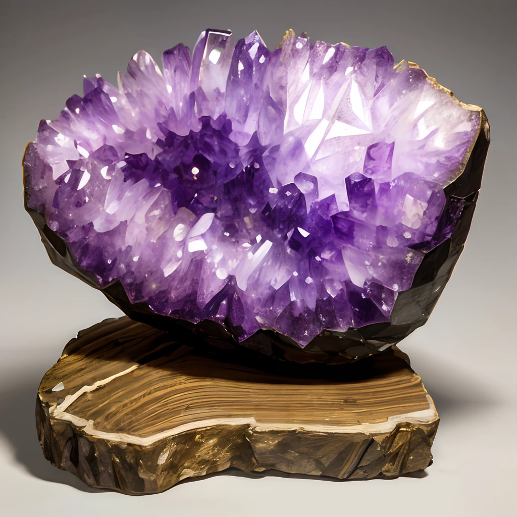 amethyst, Amethyst Druse, The Old House, Wooden Shelf, Stone with amethyst drusen on a shelf
