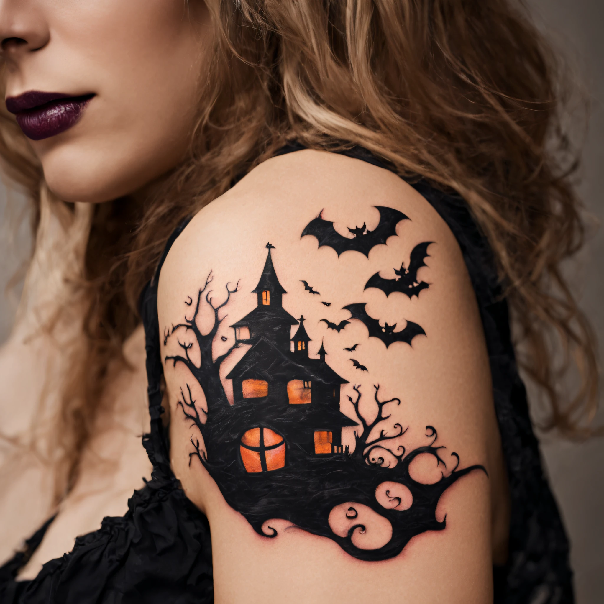 This visible tattoo can be interpreted in many ways. It can symbolize unexpected situations in life or two opposing aspects of our personality - sweet and malicious at the same time. Regardless of the interpretation, such a tattoo will definitely attract attention and will be an expression of your interest in Halloween and creativity in the field of body art.