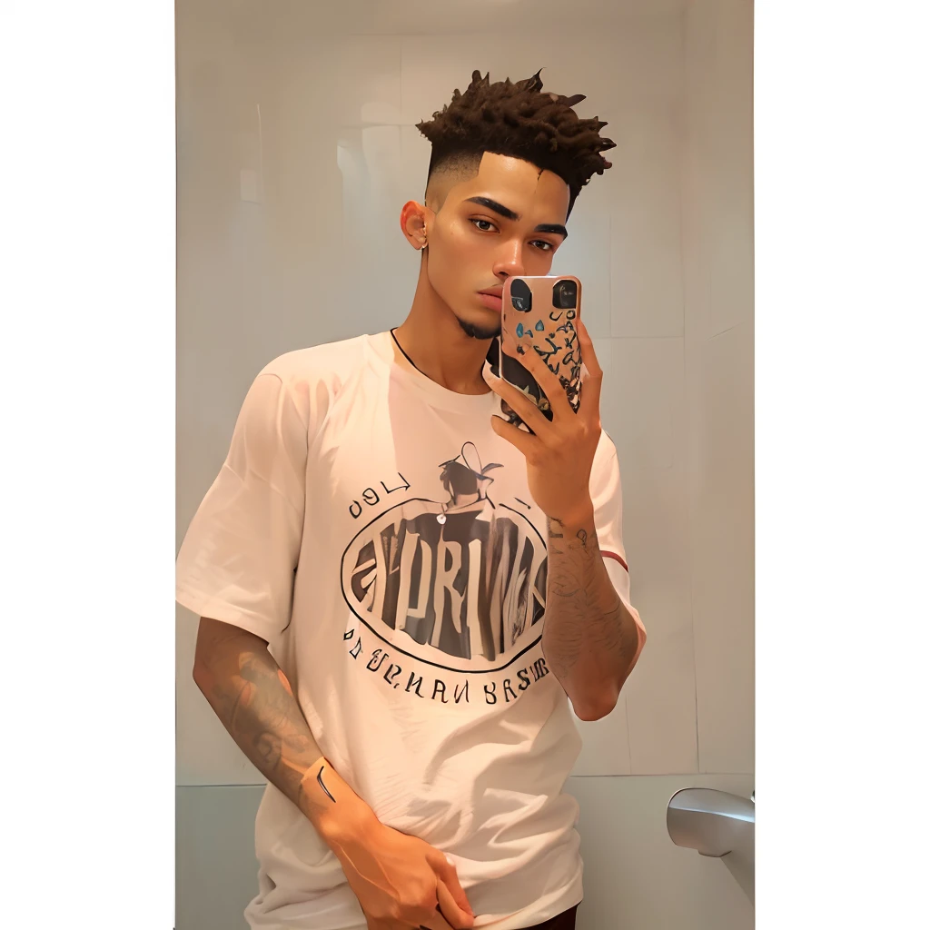 there is a man taking a selfie in the mirror, lucas graziano, profile shot, tony sandoval, twink, caio santos, riyahd cassiem, xxxtentacion, damian kryzwonos, in style of tyler mitchell, mateus 9 5, andrew gonzalez, boyish face, frontal picture, joel torres, \'obey\', enes dirig