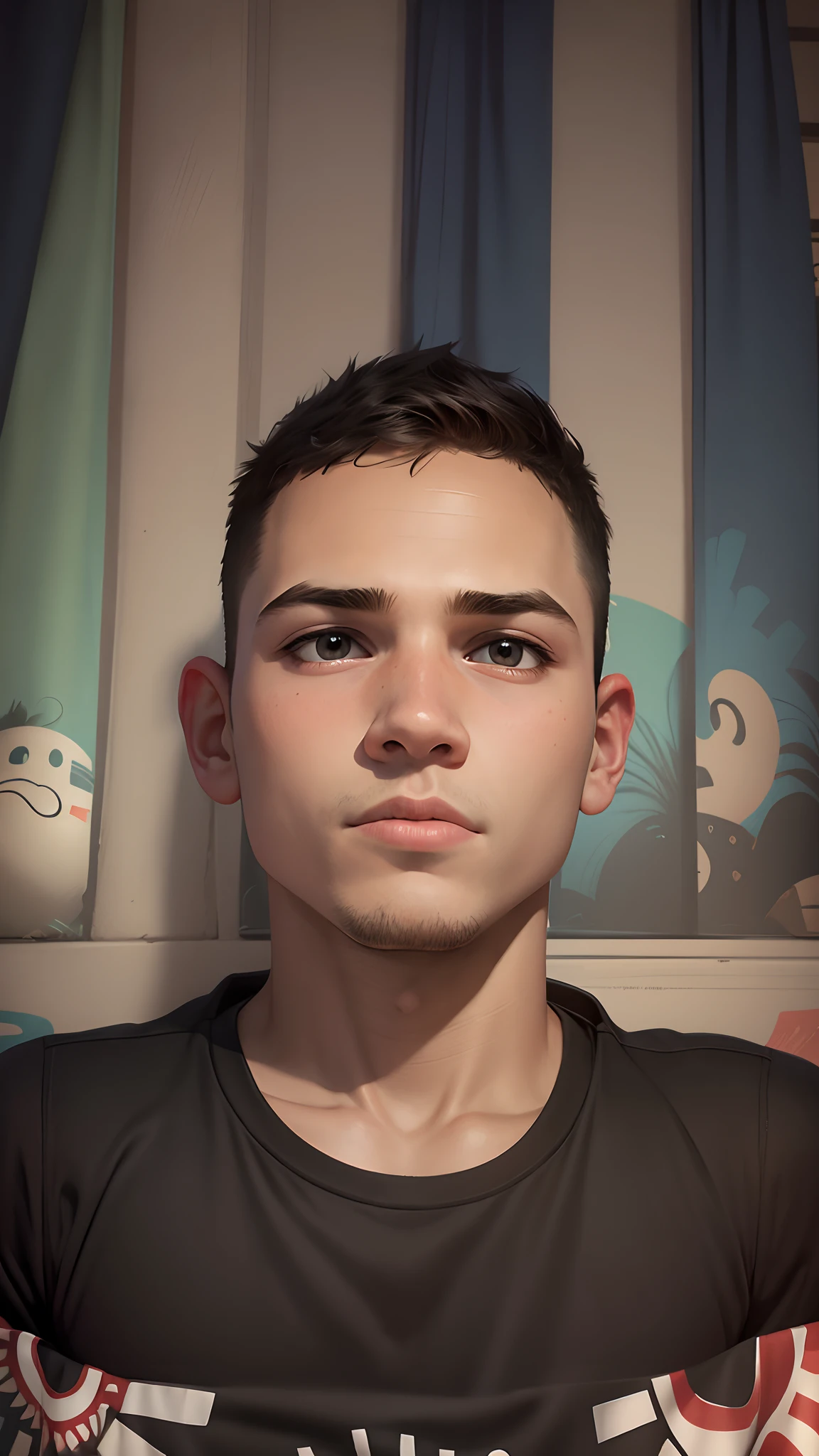 Cartoon face, change background, boy aged 14rt