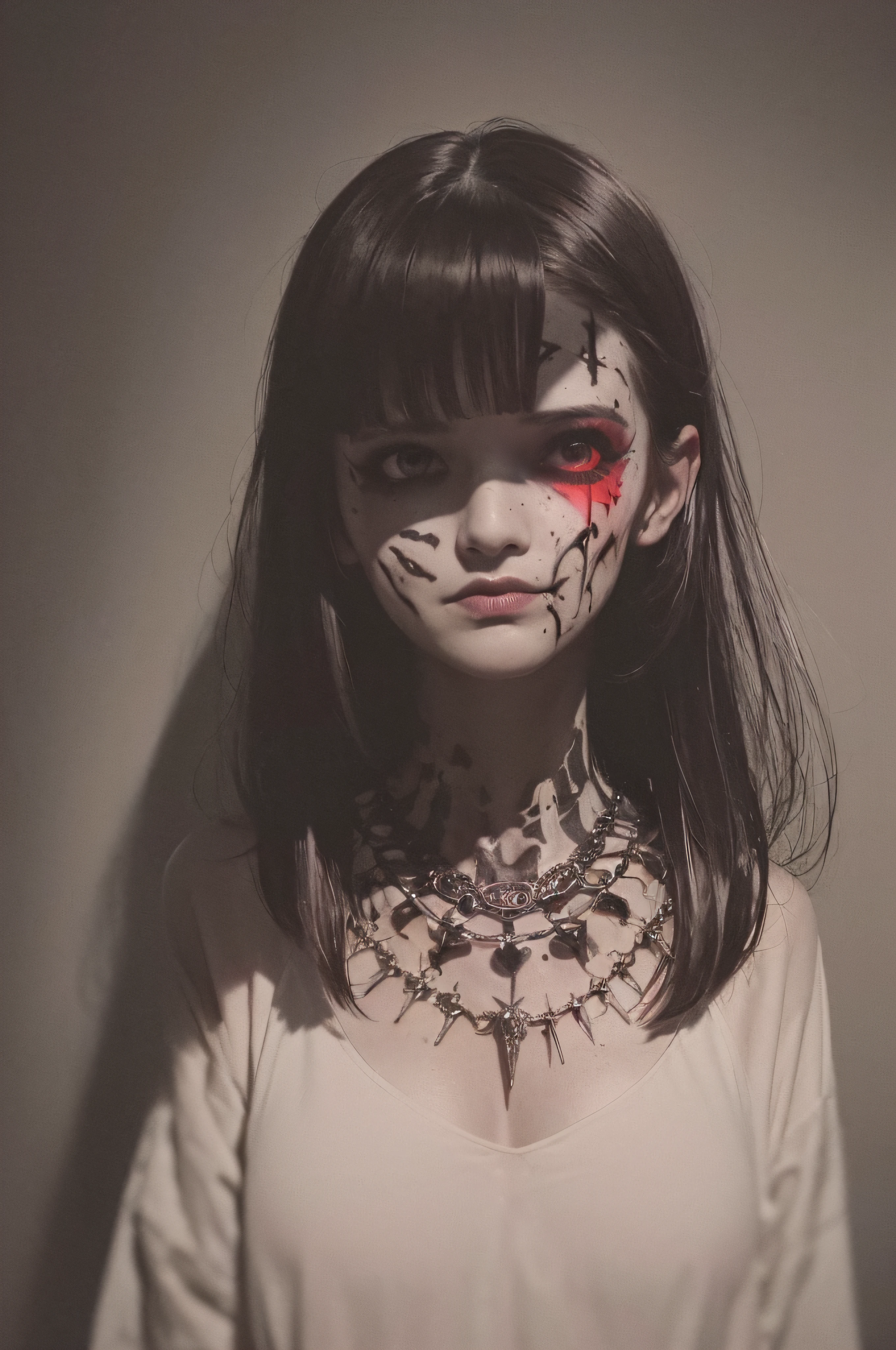 "(The best lighting, oscuro, dramatic),(feto calavera alien, Hellraiser, Cicatrices, , sexy, cerebro, sangre, una rata dentro de la cabeza, terror.),(ojos rojos, calaveras). morning light.