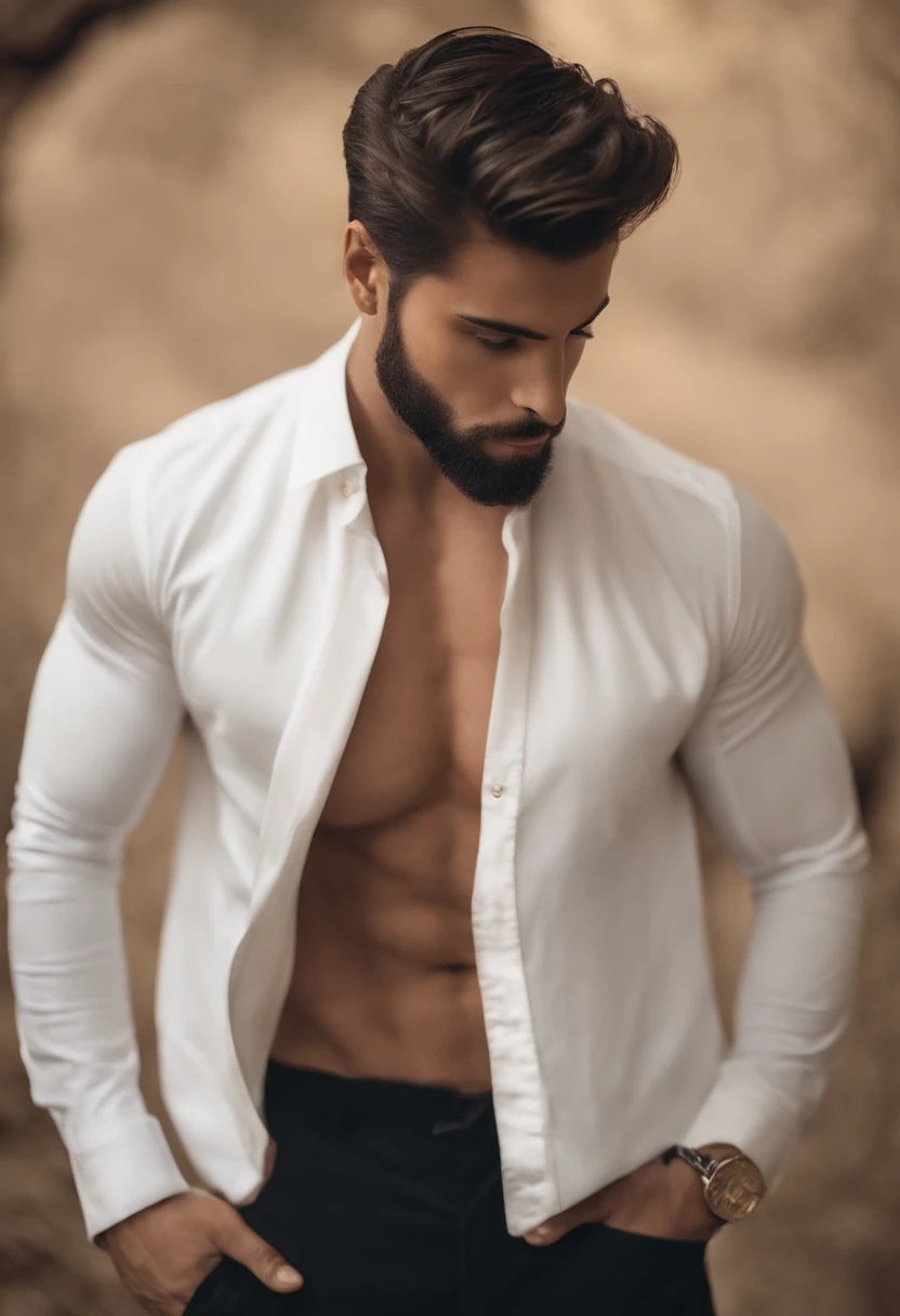 {Retrato de cuerpo entero}, Fondo blanco, Modelo delgado, Cabello corto negro rizado, vello en las axilas, Cara redonda, ((Mostrar piernas)), pecho peludo, vello del vientre peludo, Mostrar pies, ((masculino)), NIKON, Perfect male anatomy, foco nítido, En pie, muscular, amazing composition, dynamic pose , Estilo de John Collier, colores apagados, Altamente detallado, Hombre hermoso, muy guapo, pantalon corto negro con cuerdas blancas. Escena bien iluminada sin sombras