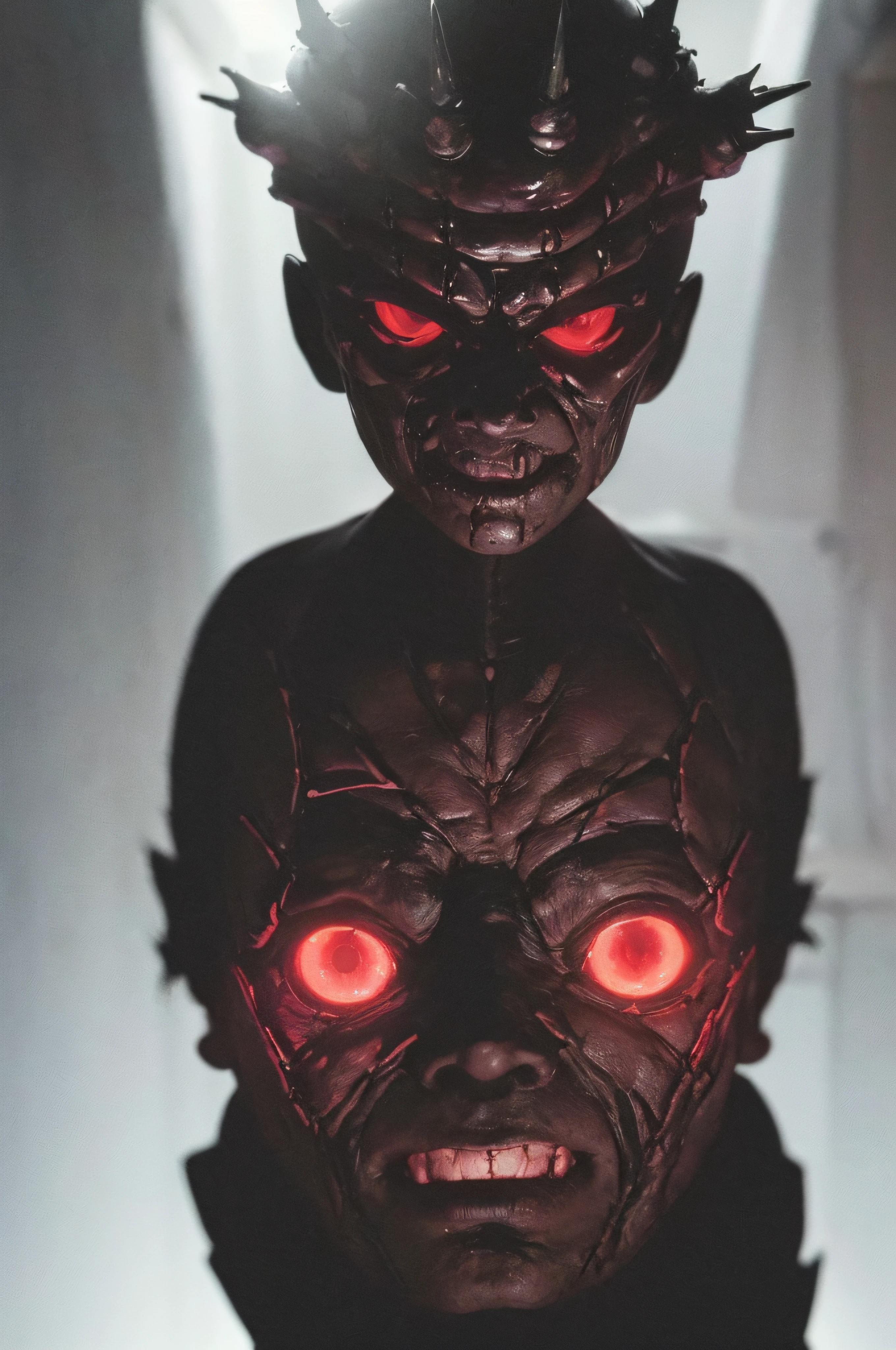 "(The best lighting, oscuro, dramatic),(feto calavera alien, Hellraiser, Cicatrices, , sexy, cerebro, sangre, una rata dentro de la cabeza, terror.),(ojos rojos, calaveras). morning light.