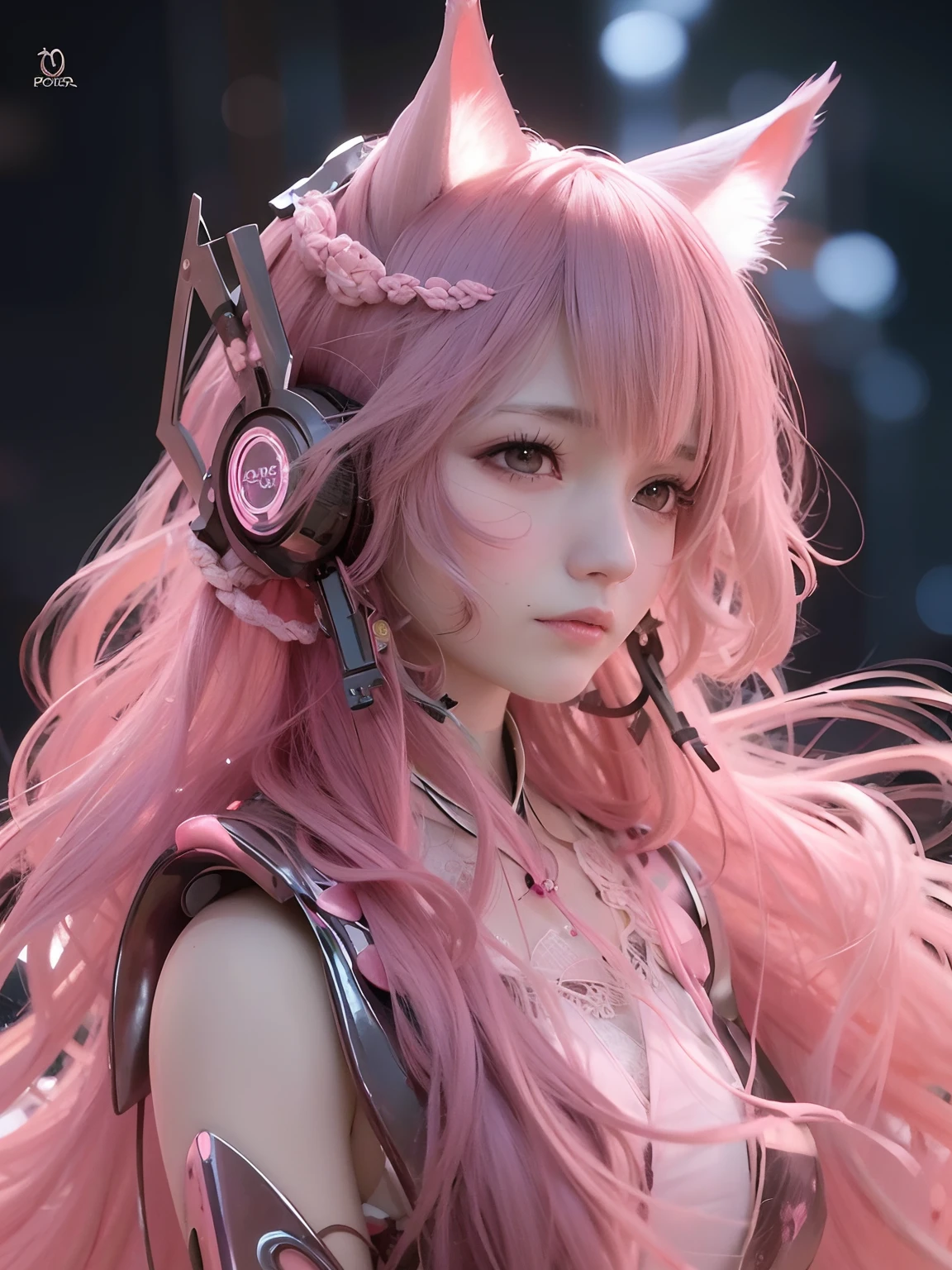un primer plano de una mujer con el pelo rosa vistiendo un traje rosa, Hermosa catgirl de anime, Muy hermosa chica gato anime, Anime 3D realista, Tendencias en CGVatstation, Anime style. 8k, Chica anime con orejas de gato, muy hermosa linda catgirl, Estilo anime 4K, Anime estilo 3D, Atractiva chica gato, Beautiful fantasy anime, Guweiz