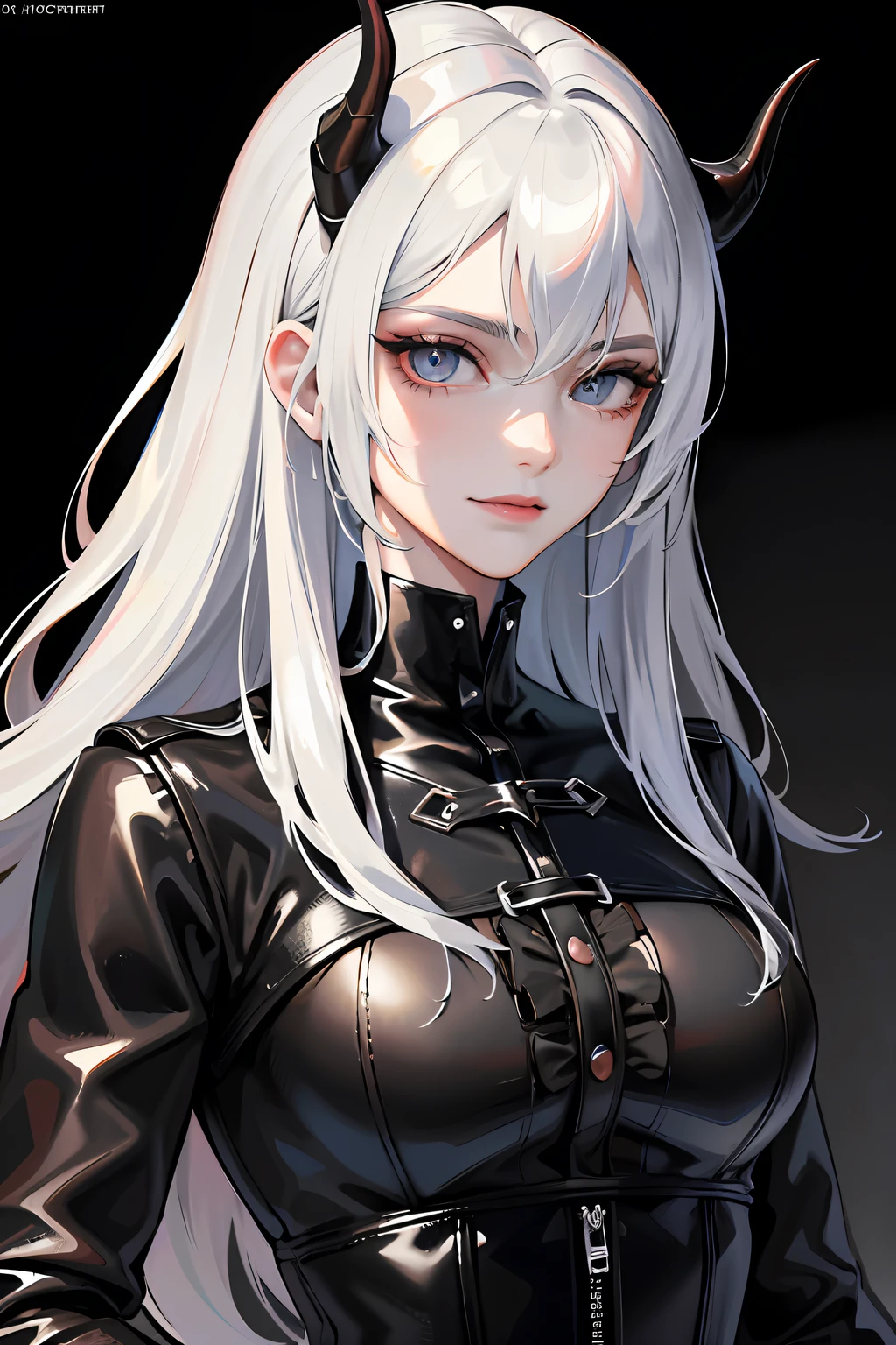 (absurdres, highres, ultra detailed), 1man, 30 years old man, adult man, handsome, tall,, finely detailed eyes and detailed face, leather pants, (((open chest))), (((underbust corset))), night, smile, dutch angle, ((long hair, white hair)), gold details, gothic, vampire, vampire prince, dark, simple clothes, looking at the view, tan skin, detailed eyes, (masculine), sexy, elegant, long bangs, detailed hands, (((gray eyes))), corset, flirt,