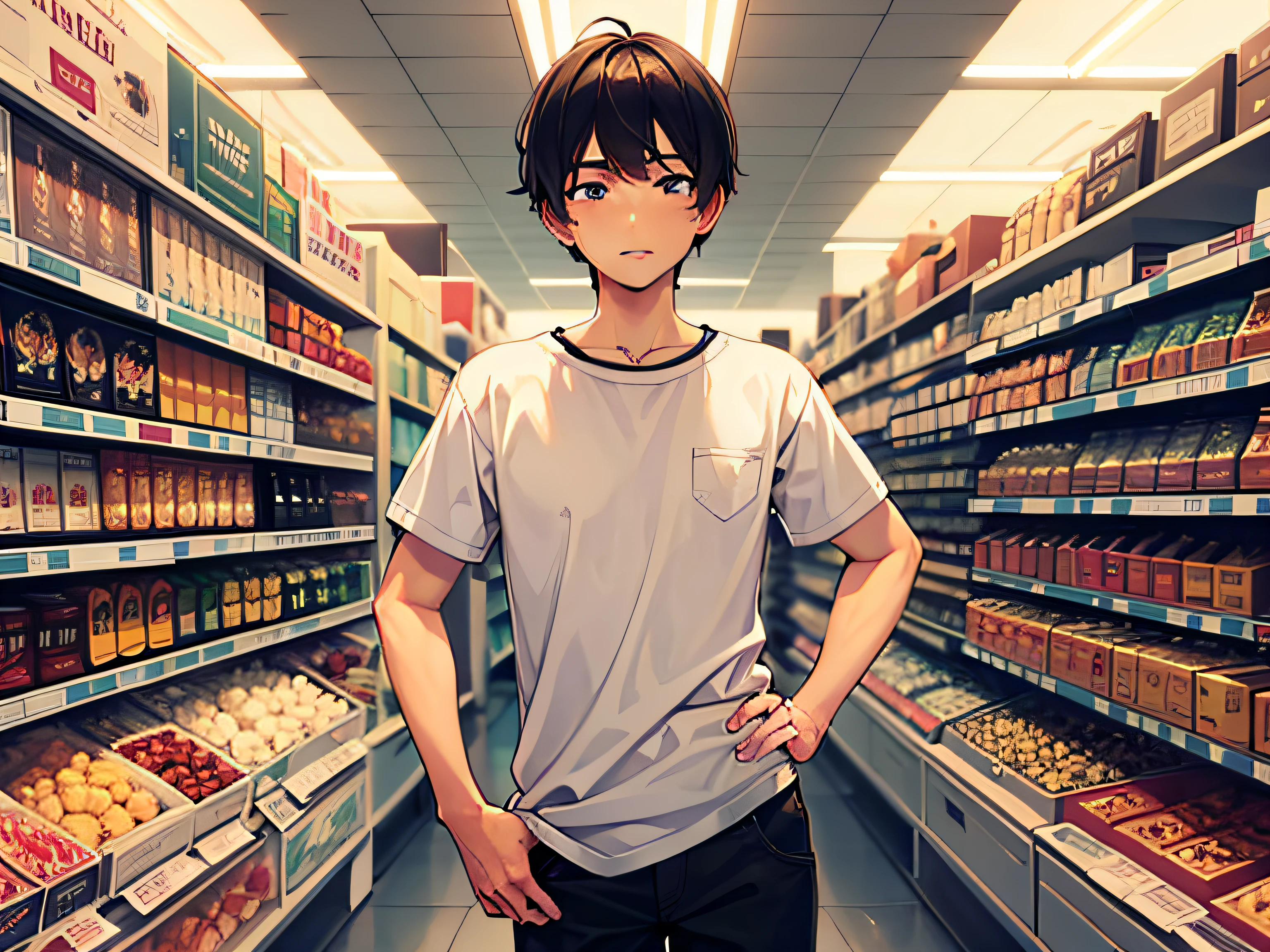 A male,Being in store