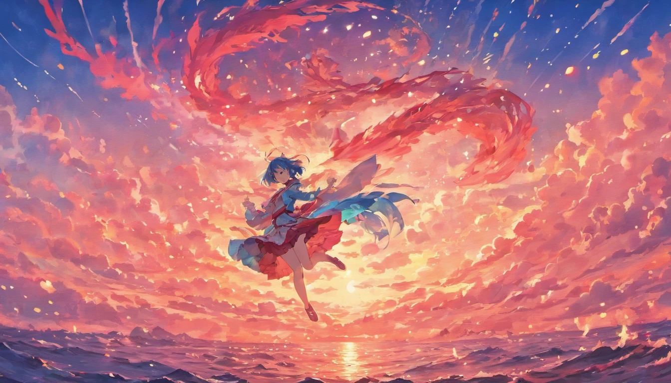 Red Scattered outward, blue waves White clouds There are the words "The Constitution accompanies me"